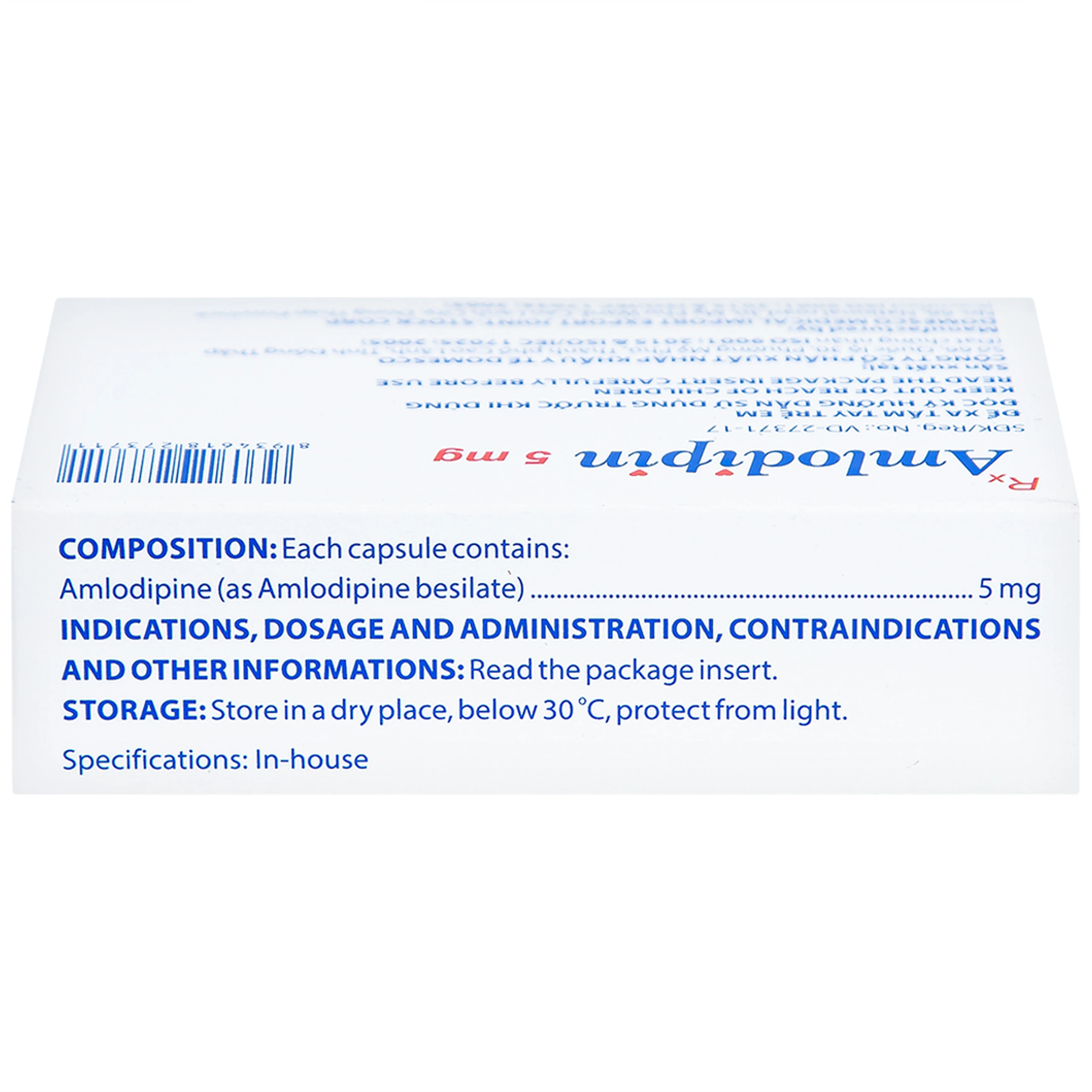 Thuốc Amlodipin 5mg Domesco điều trị tăng huyết áp, đau thắt ngực (3 vỉ x 10 viên)