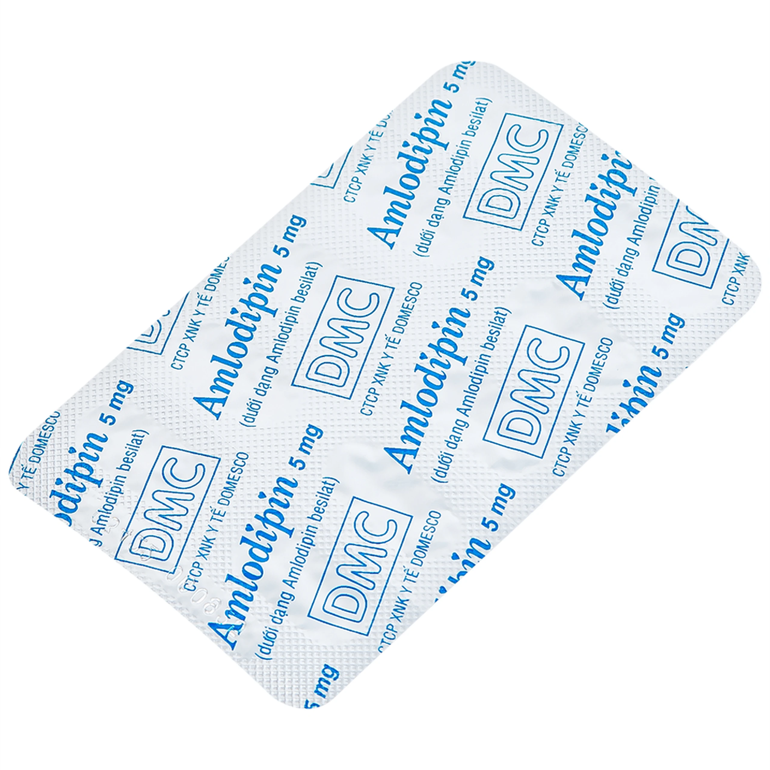 Thuốc Amlodipin 5mg Domesco điều trị tăng huyết áp, đau thắt ngực (3 vỉ x 10 viên)