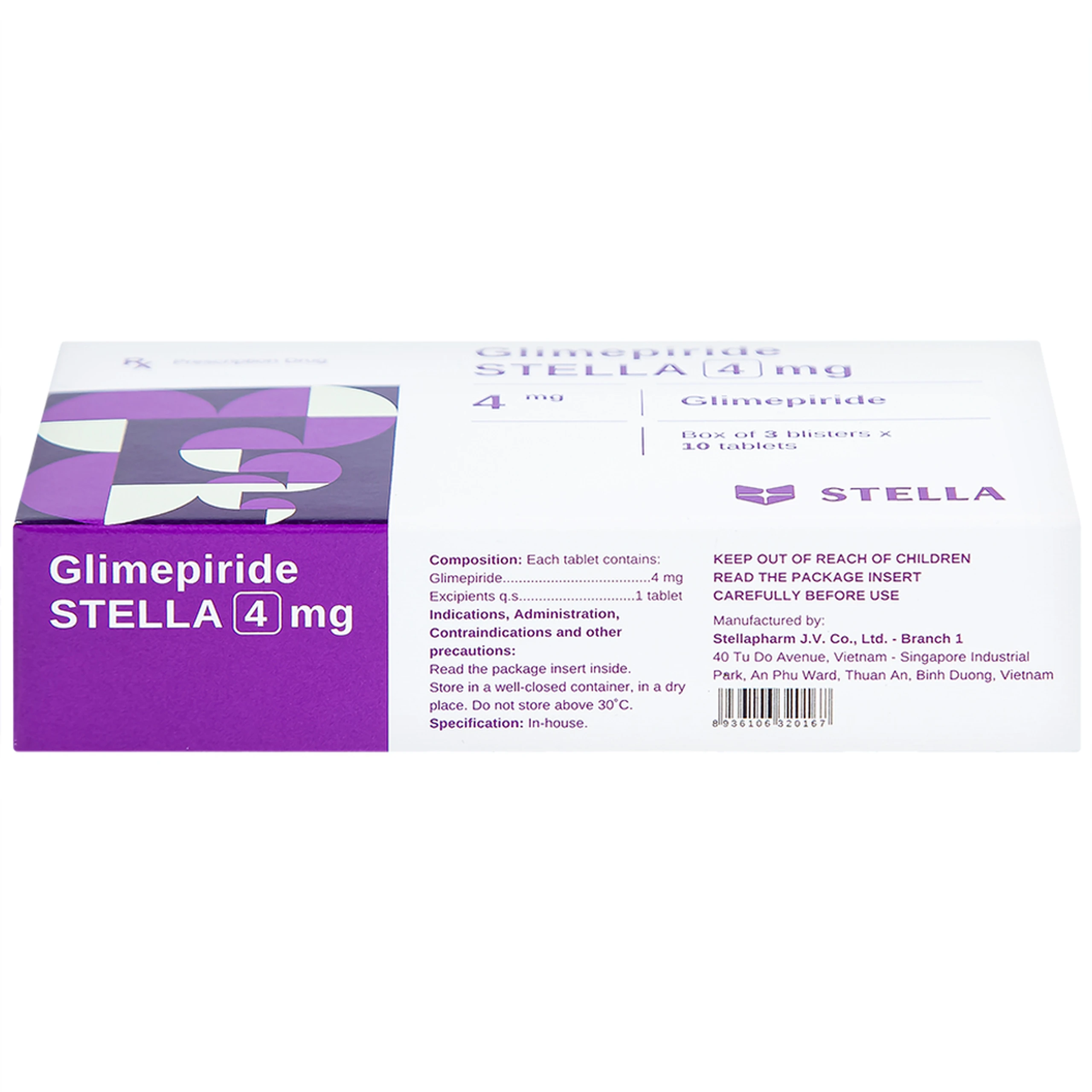 Thuốc Glimepiride Stella 4mg kiểm soát đường huyết ở bệnh tiểu đường típ 2 (3 vỉ x 10 viên)
