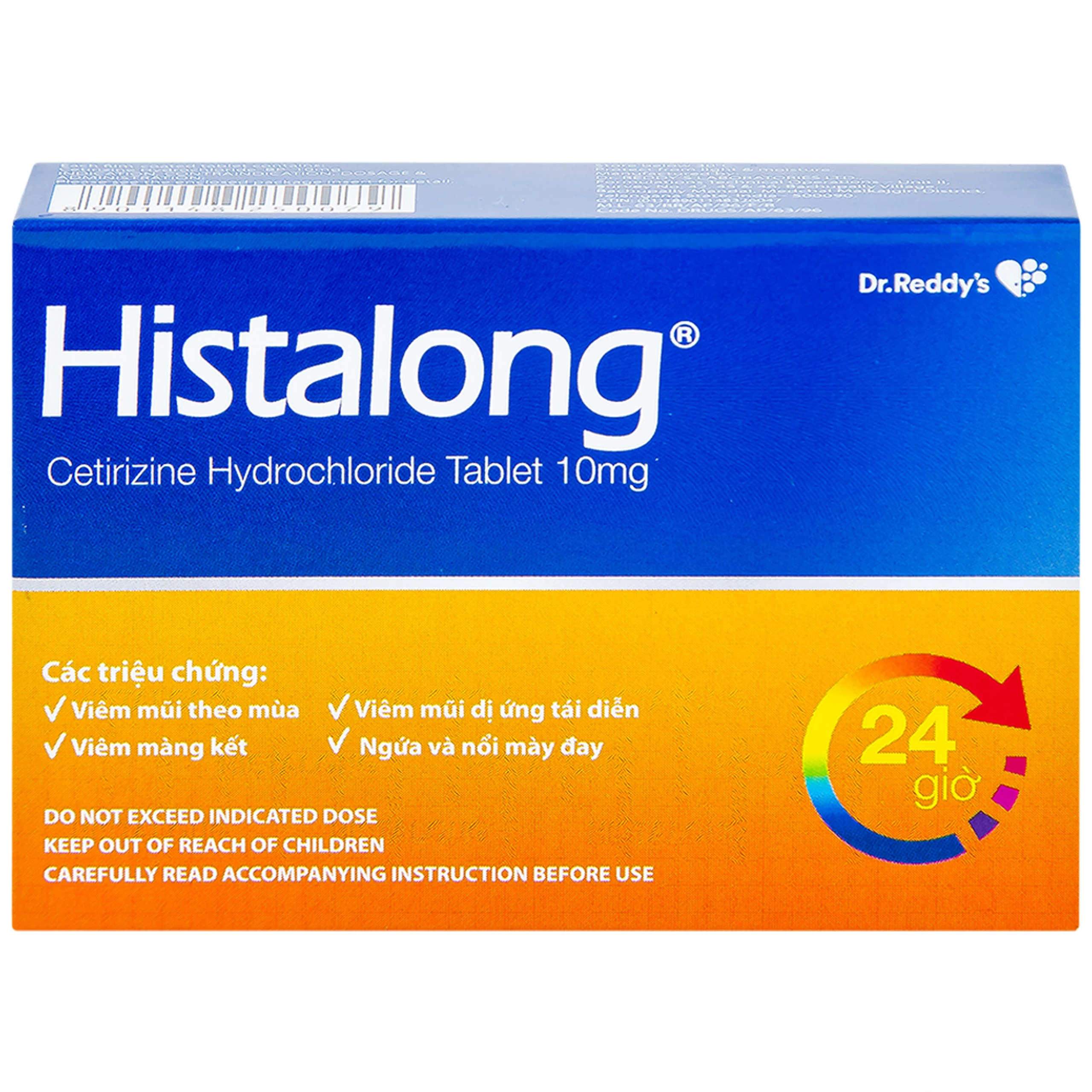 Thuốc Histalong 10mg Dr. Reddy điều trị viêm mũi theo mùa và viêm màng kết (2 vỉ x 10 viên)