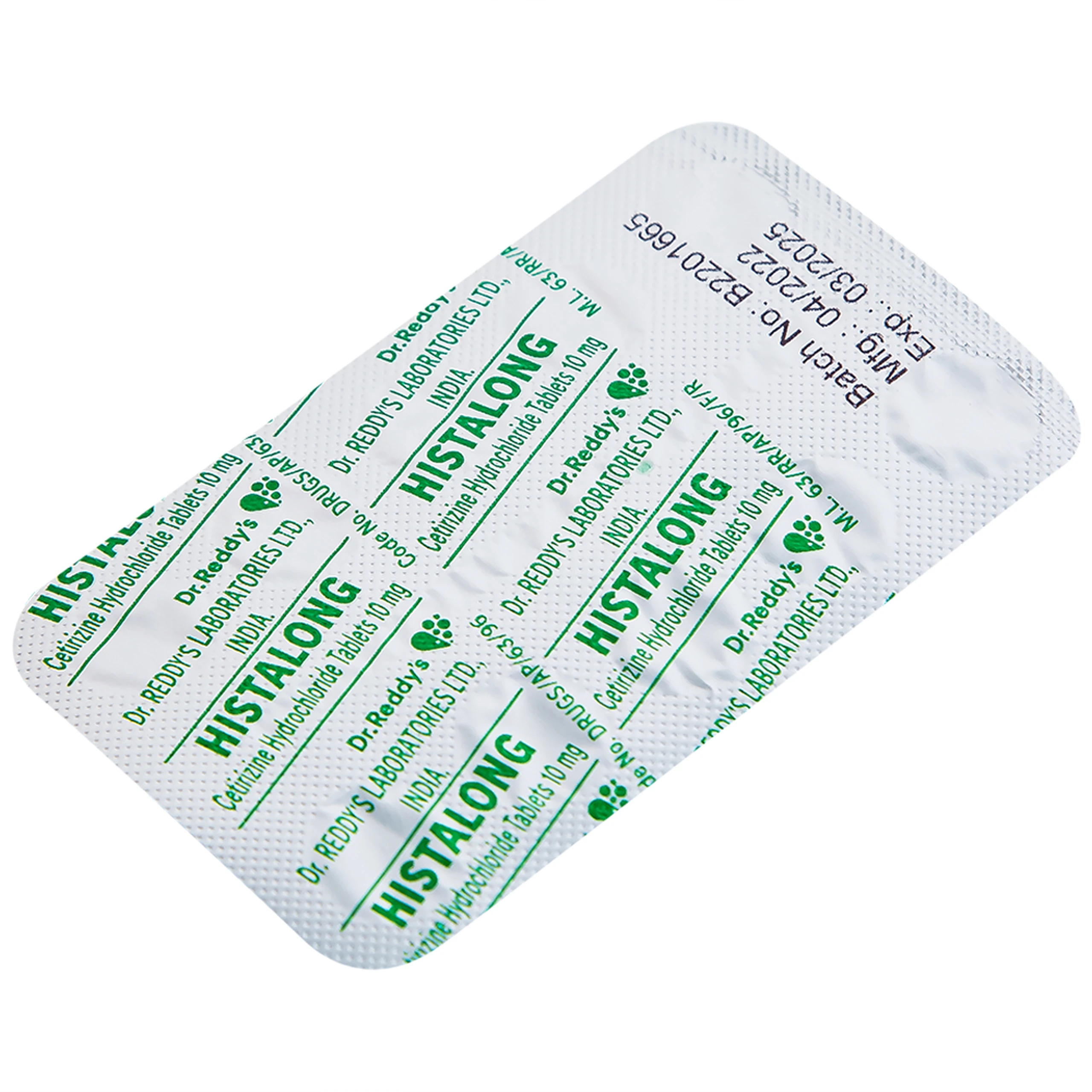 Thuốc Histalong 10mg Dr. Reddy điều trị viêm mũi theo mùa và viêm màng kết (2 vỉ x 10 viên)
