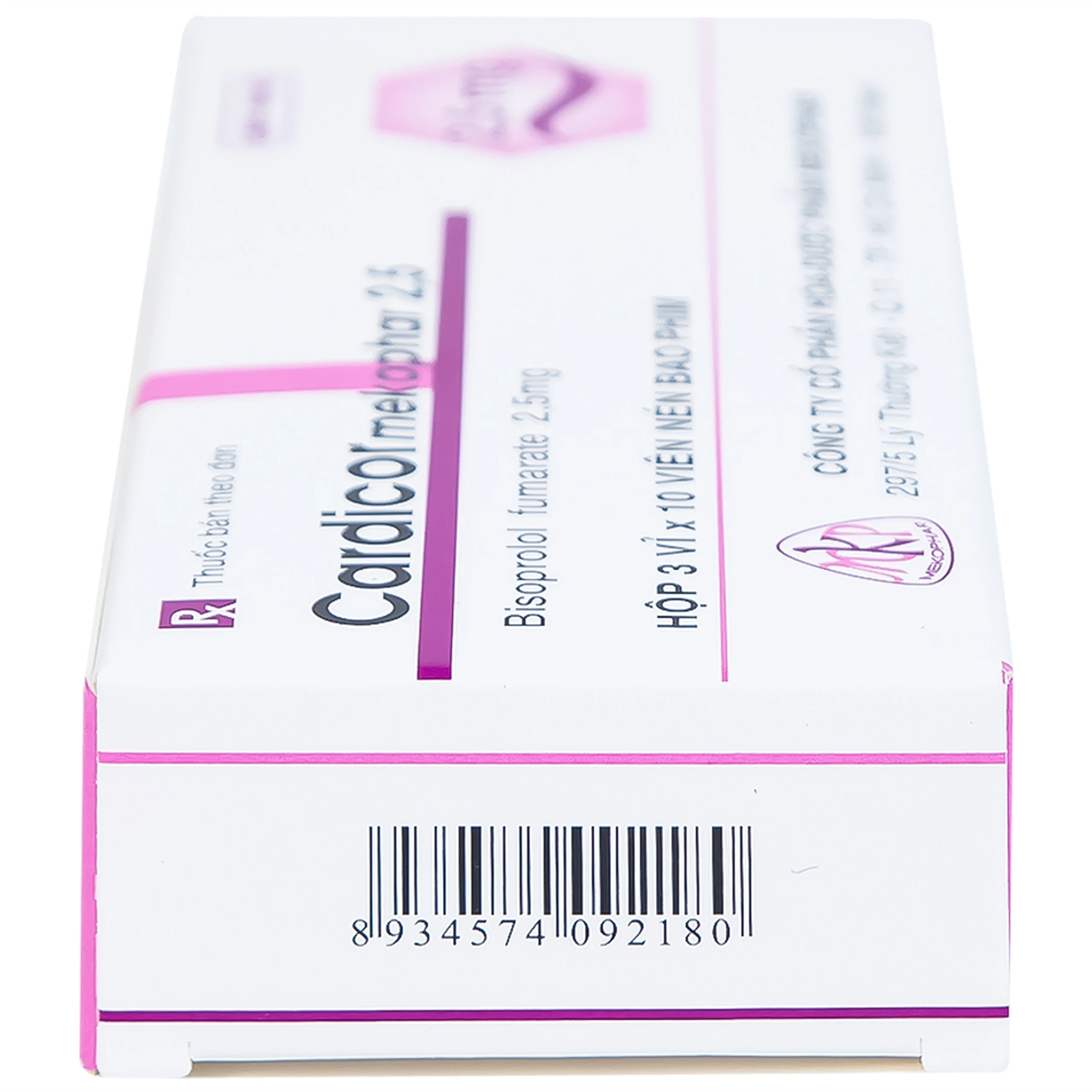 Thuốc Cardicor Mekophar 2.5 điều trị tăng huyết áp, đau thắt ngực (3 vỉ x 10 viên)