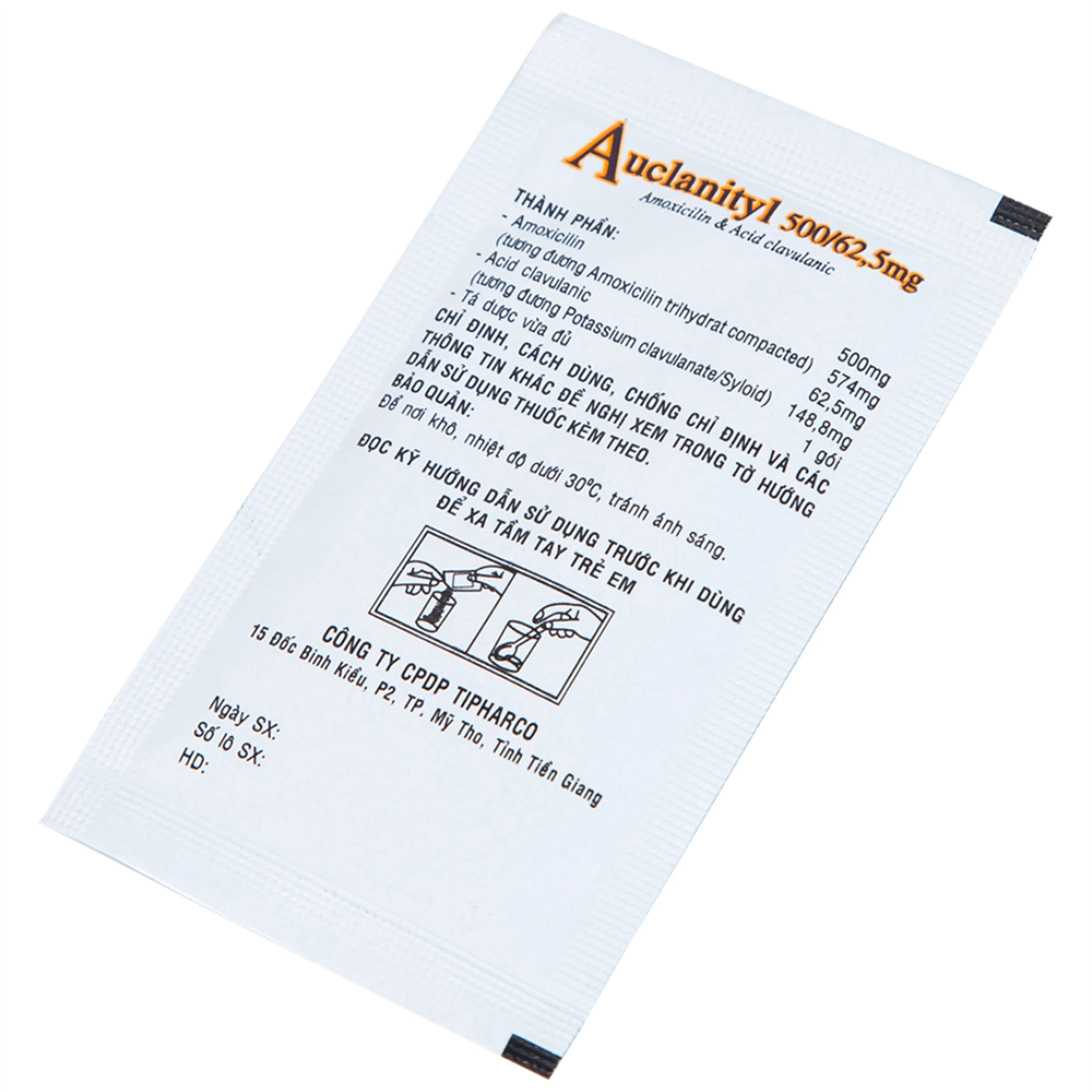 Bột Auclanityl 500/62.5mg Tipharco điều trị nhiễm khuẩn (12 gói x 3,8g)