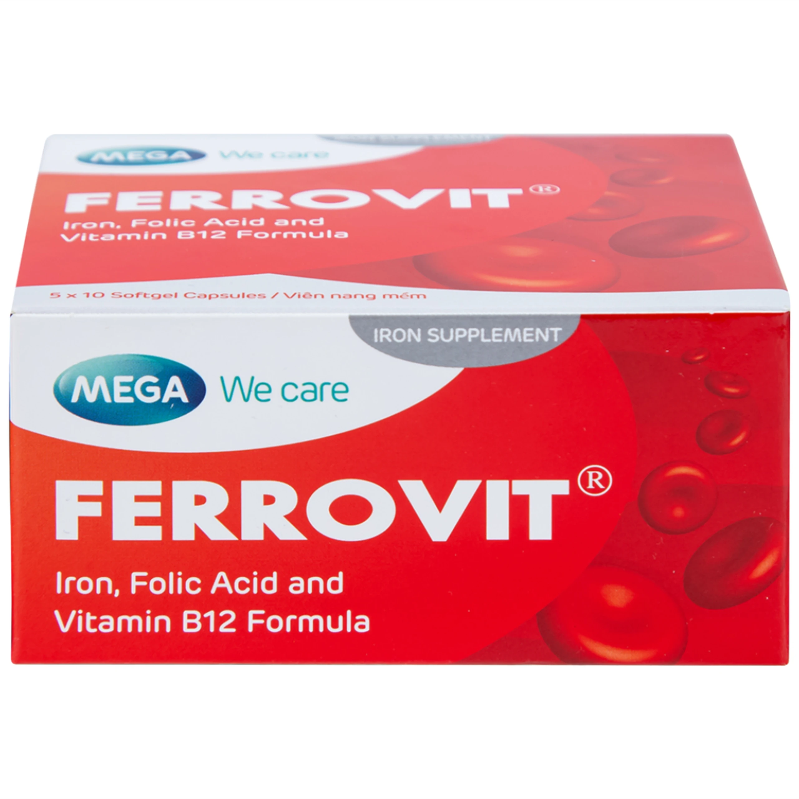 Thuốc Ferrovit MEGA We care điều trị thiếu máu do thiếu sắt (5 vỉ x 10 viên)