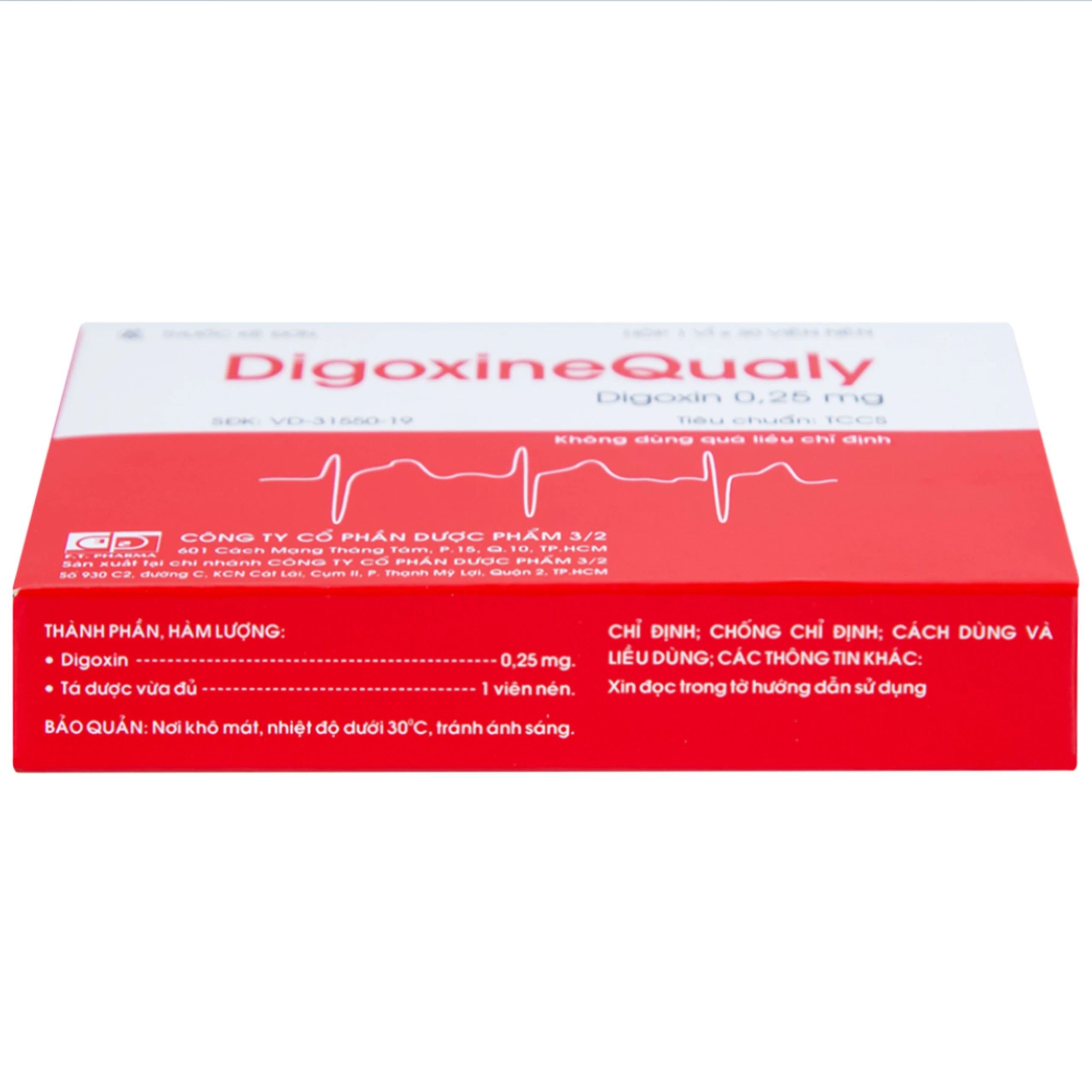 Thuốc DigoxineQualy Dược 3-2 điều trị suy tim sung huyết, rung nhỉ (1 vỉ x 30 viên)