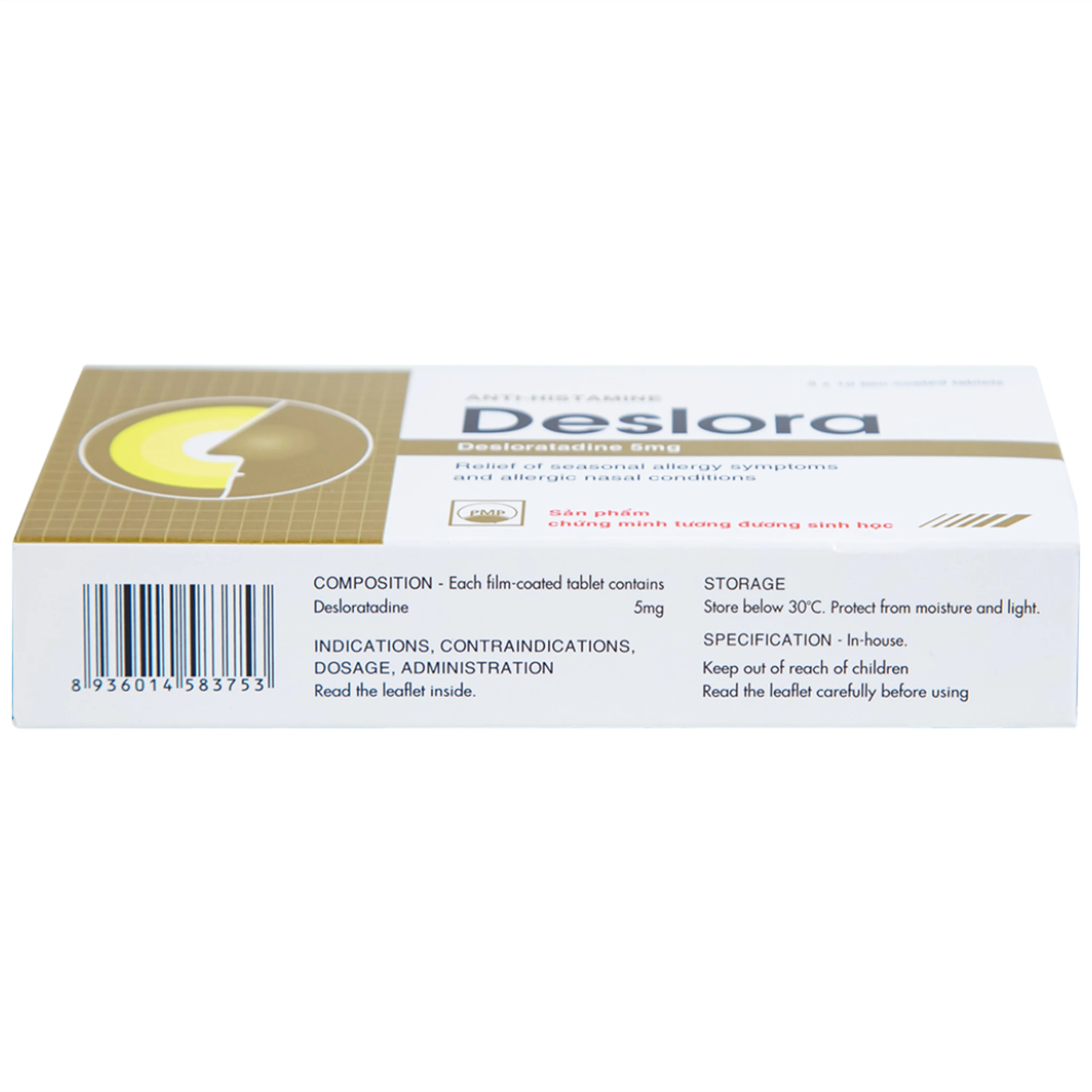 Thuốc Deslora 5mg giảm các triệu chứng dị ứng theo mùa và viêm mũi dị ứng (3 vỉ x 10 viên)