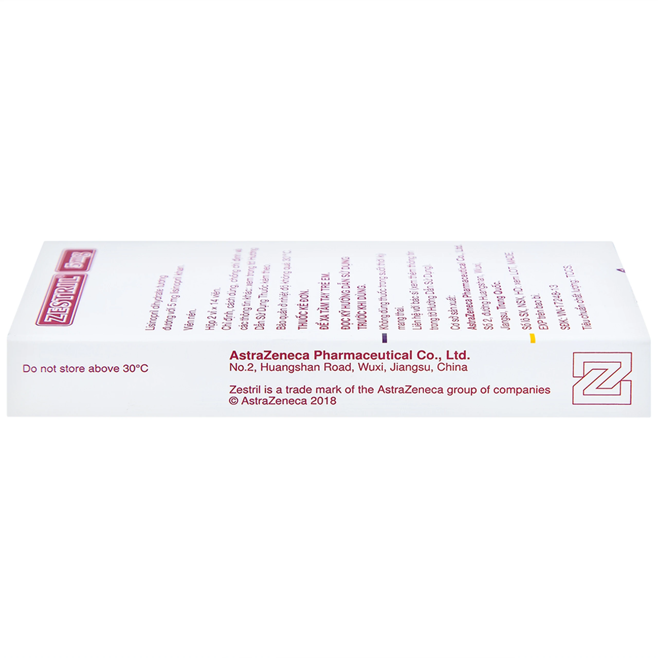Thuốc Zestril 5mg AstraZeneca điều trị tăng huyết áp, suy tim (2 vỉ x 14 viên)