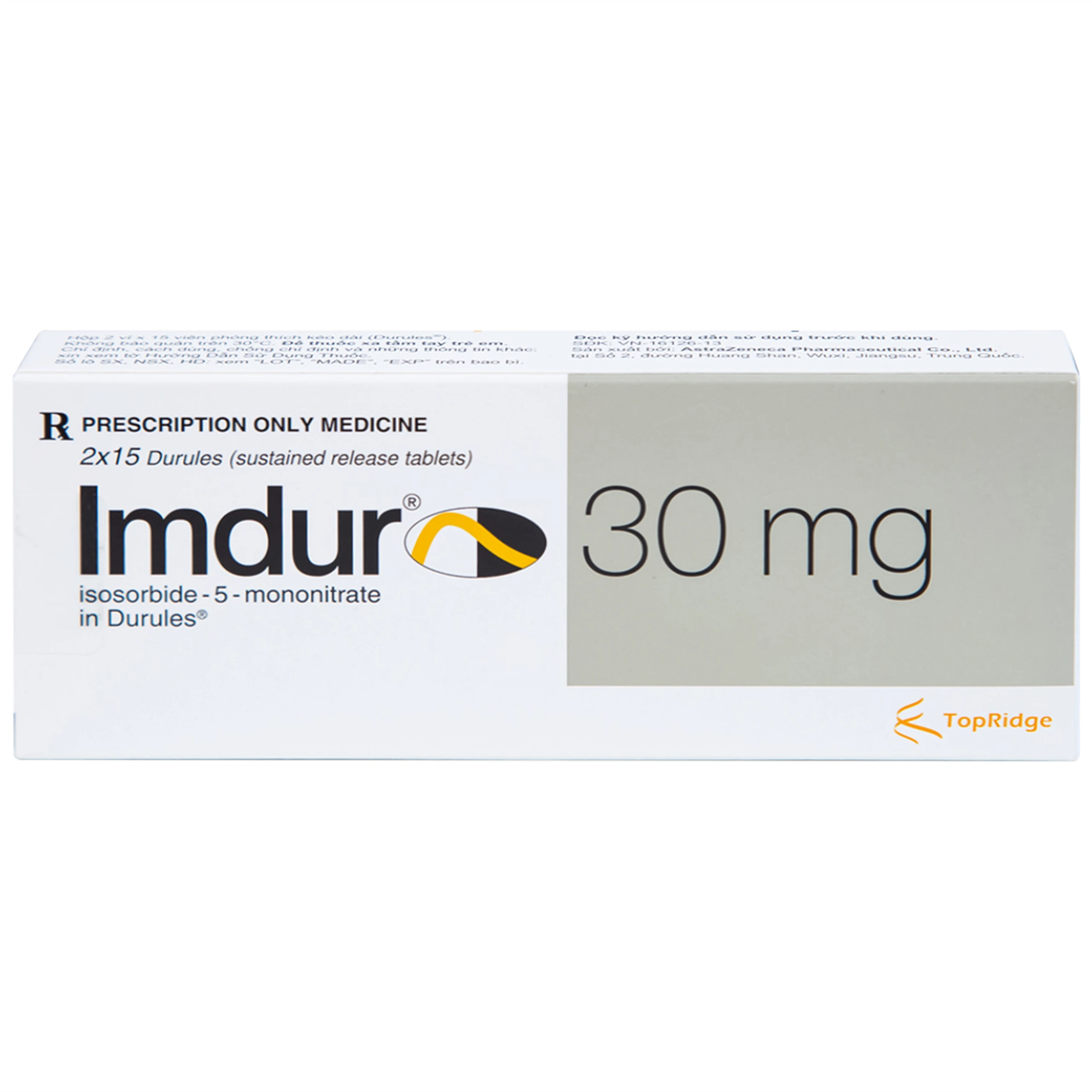 Thuốc Imdur 30mg AstraZeneca điều trị dự phòng đau thắt ngực (2 vỉ x 15 viên)