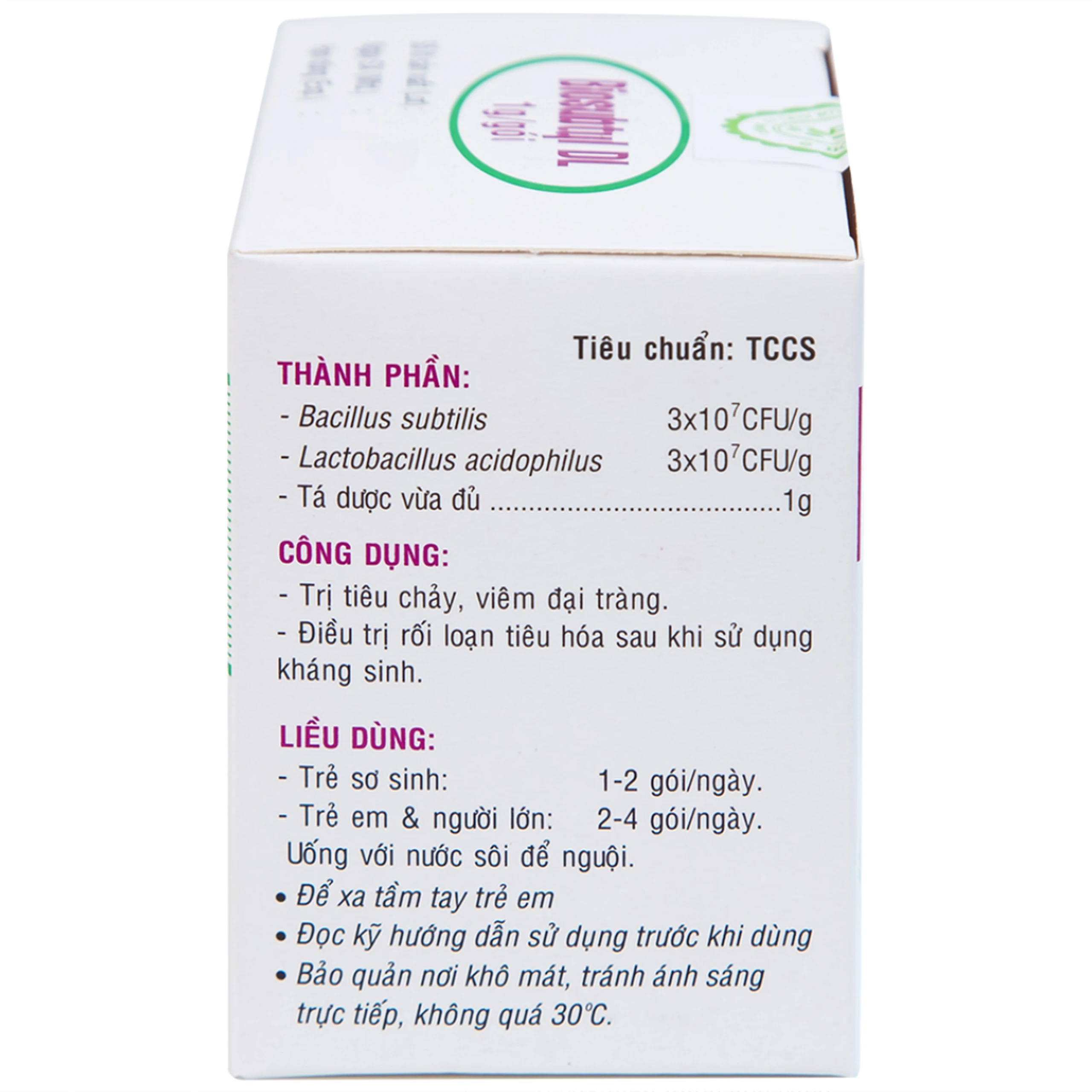 Men tiêu hoá sống Biosubtyl DL Davac điều trị tiêu chảy, viêm đại tràng, rối loạn tiêu hoá (25 gói)
