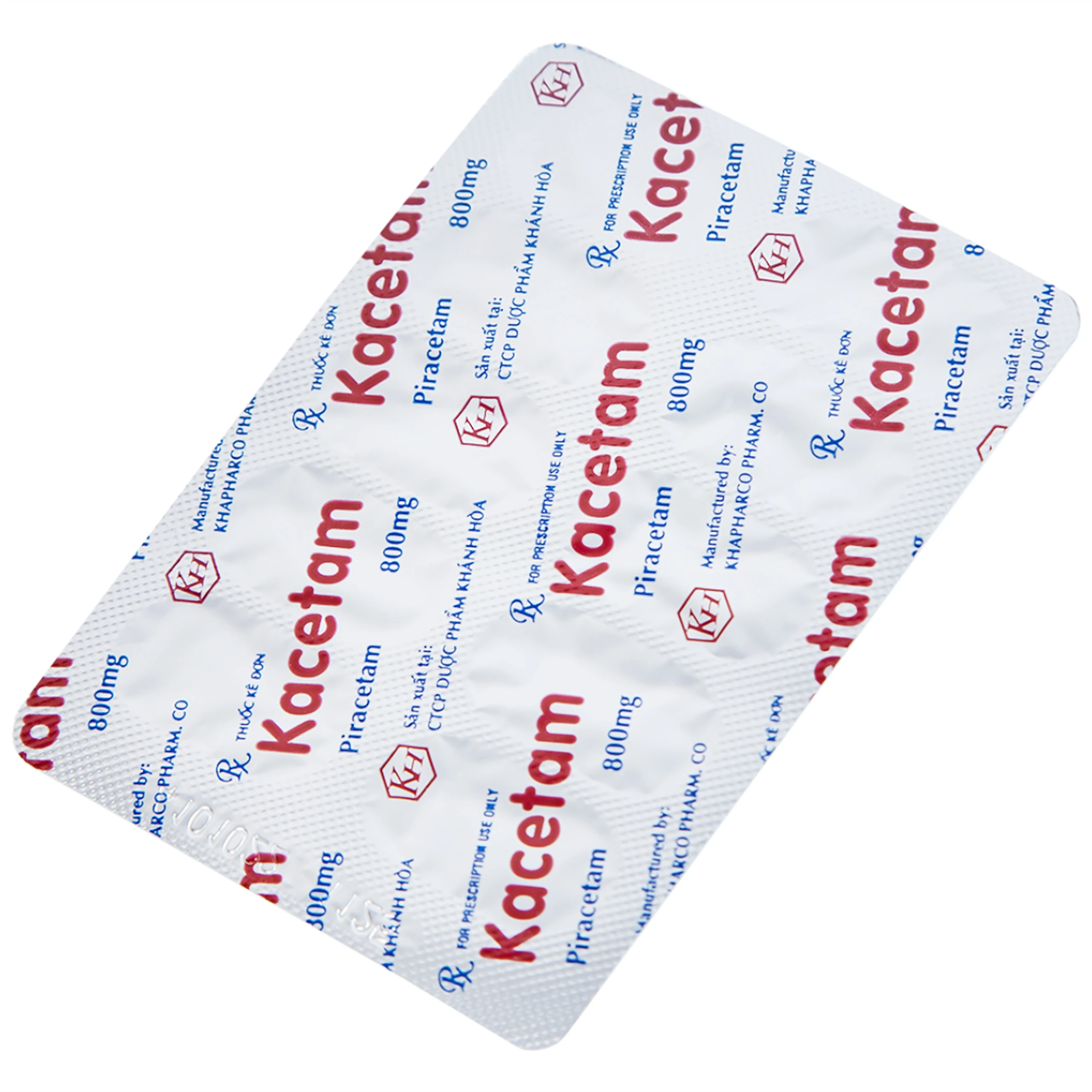 Viên nén Kacetam 800mg Khapharco điều trị rung giật cơ có nguồn gốc vỏ não, thiếu máu não (10 vỉ x 10 viên)