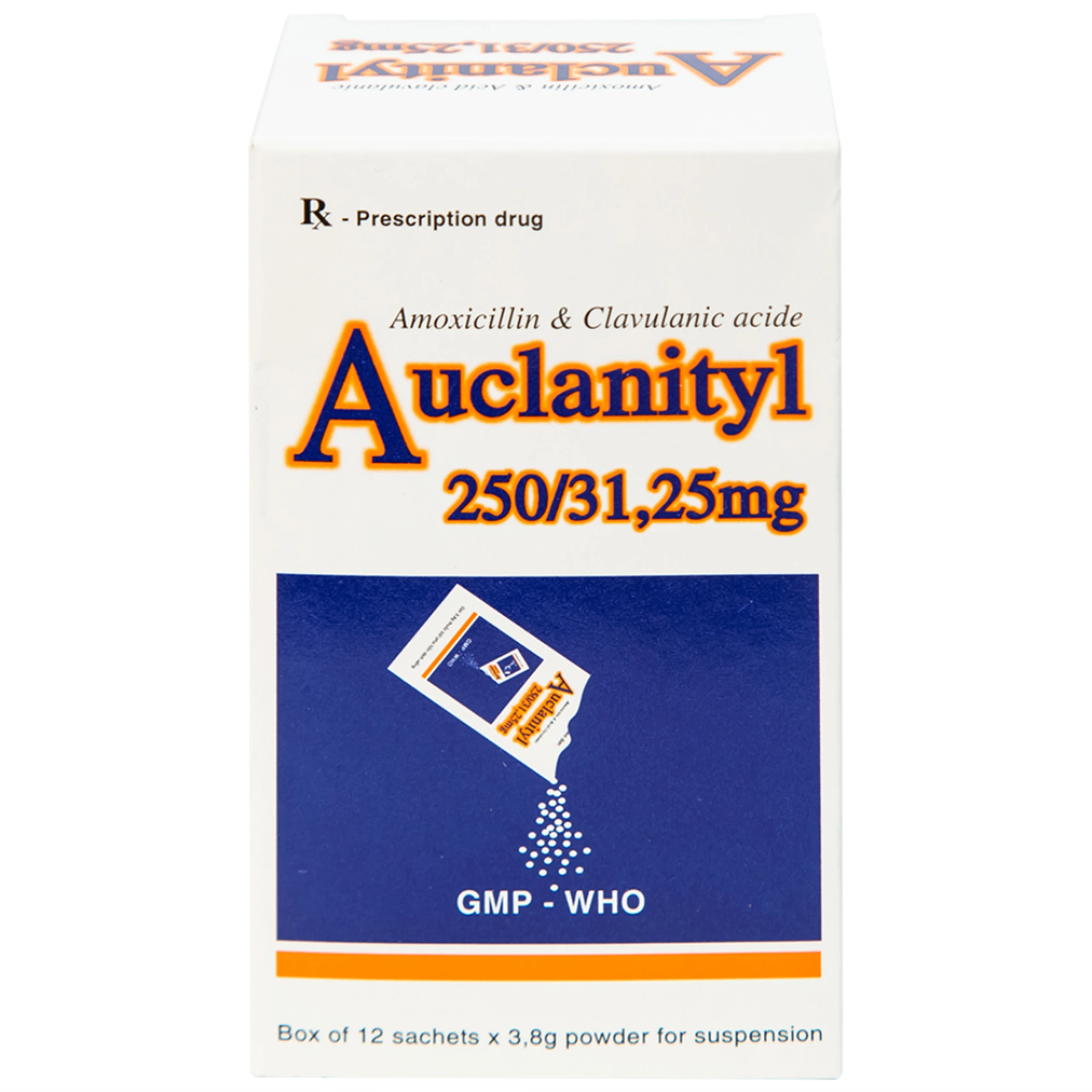 Bột Auclanityl 250/31.25mg Tipharco điều trị nhiễm khuẩn (12 gói x 3,8g) 
