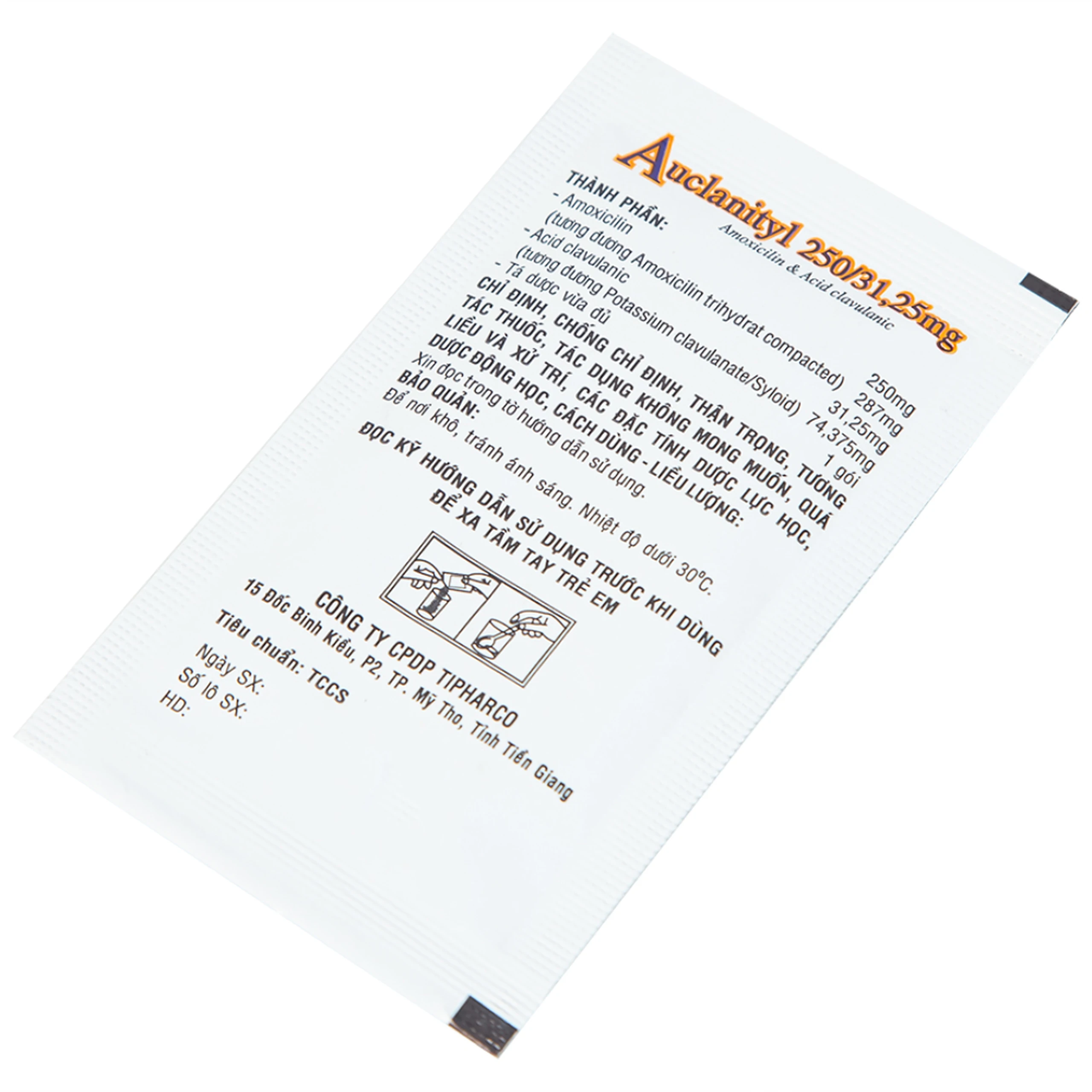 Bột Auclanityl 250/31.25mg Tipharco điều trị nhiễm khuẩn (12 gói x 3,8g) 