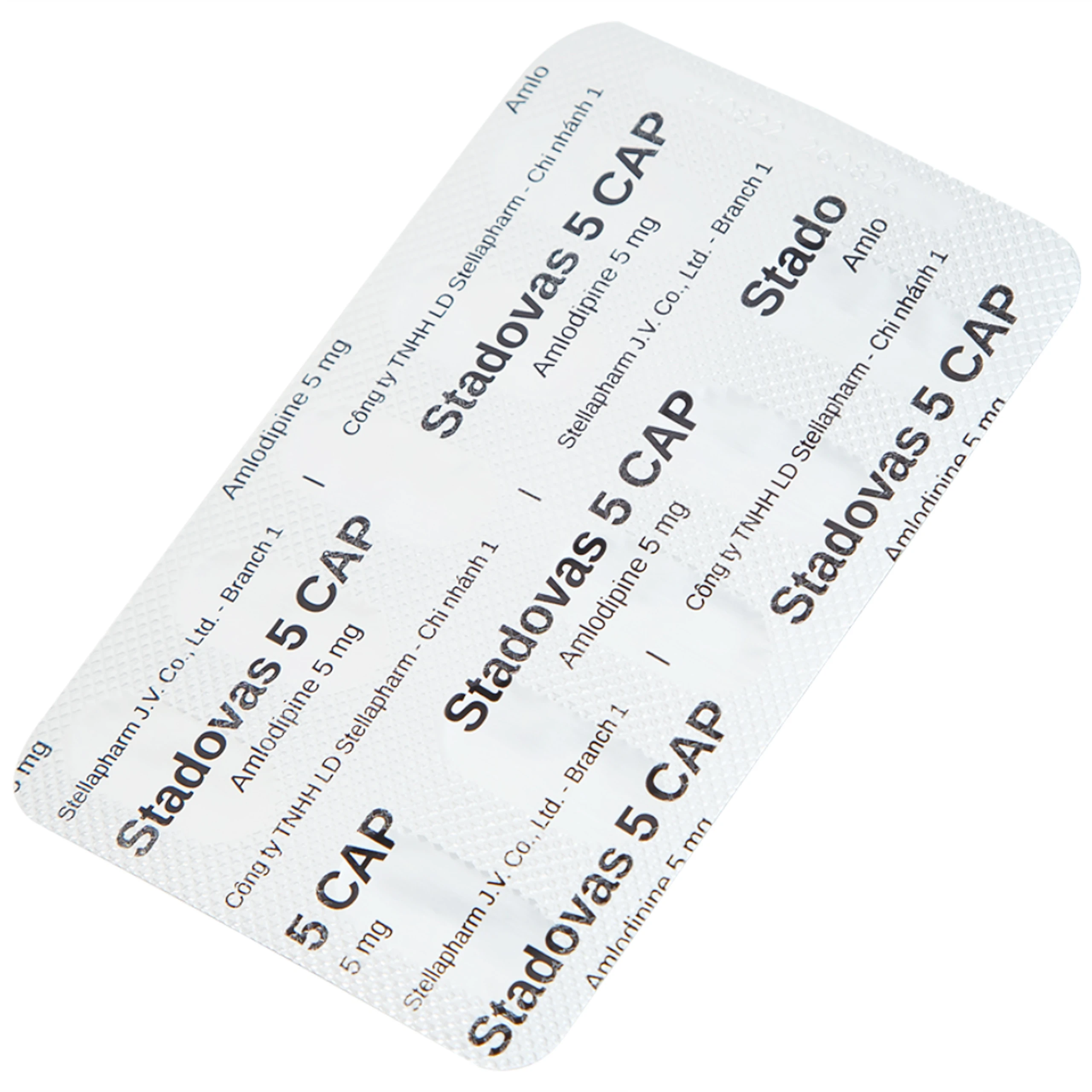 Thuốc Stadovas 5 CAP Stella điều trị tăng huyết áp, đau thắt ngực mạn tính ổn định (3 vỉ x 10 viên)