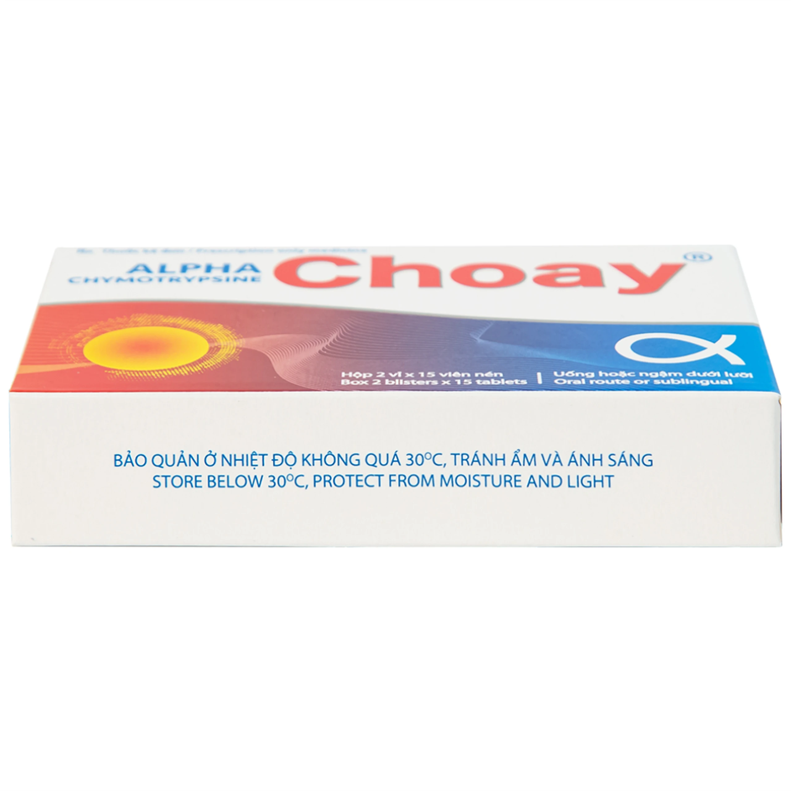 Thuốc Alpha Chymotrypsine Choay Sanofi điều trị phù nề sau chấn thương, phẩu thuật, bỏng (2 vỉ x 15 viên)