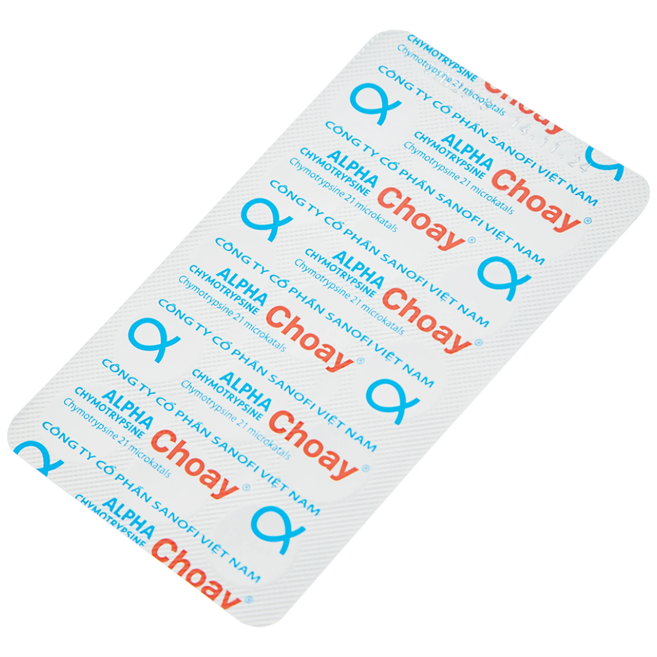 Thuốc Alpha Chymotrypsine Choay Sanofi điều trị phù nề sau chấn thương, phẩu thuật, bỏng (2 vỉ x 15 viên)