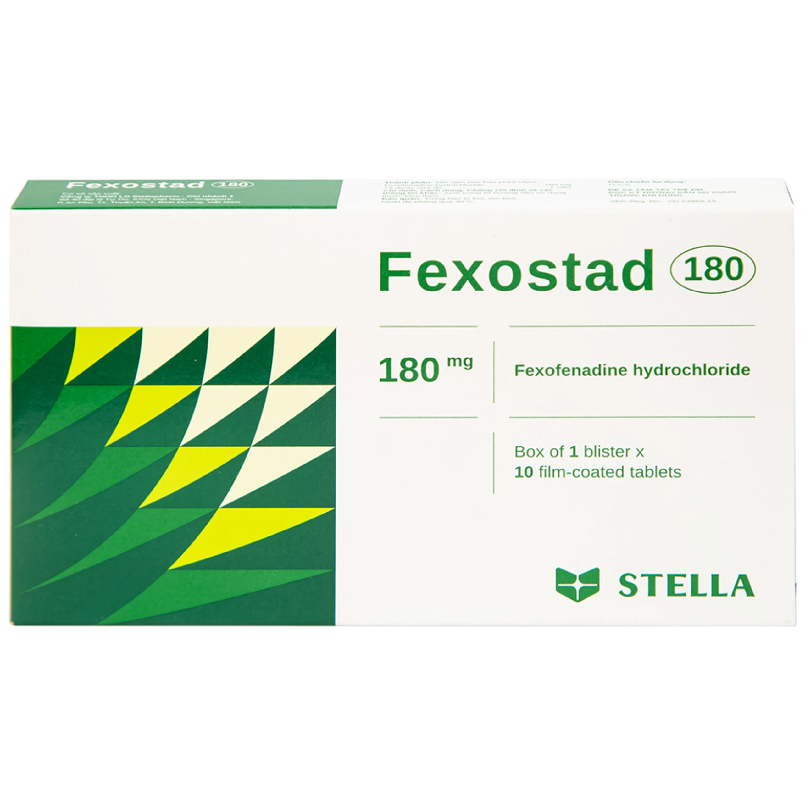 Thuốc Fexostad 180 Stella điều trị viêm mũi dị ứng theo mùa, mày đay vô căn mạn tính (10 viên)