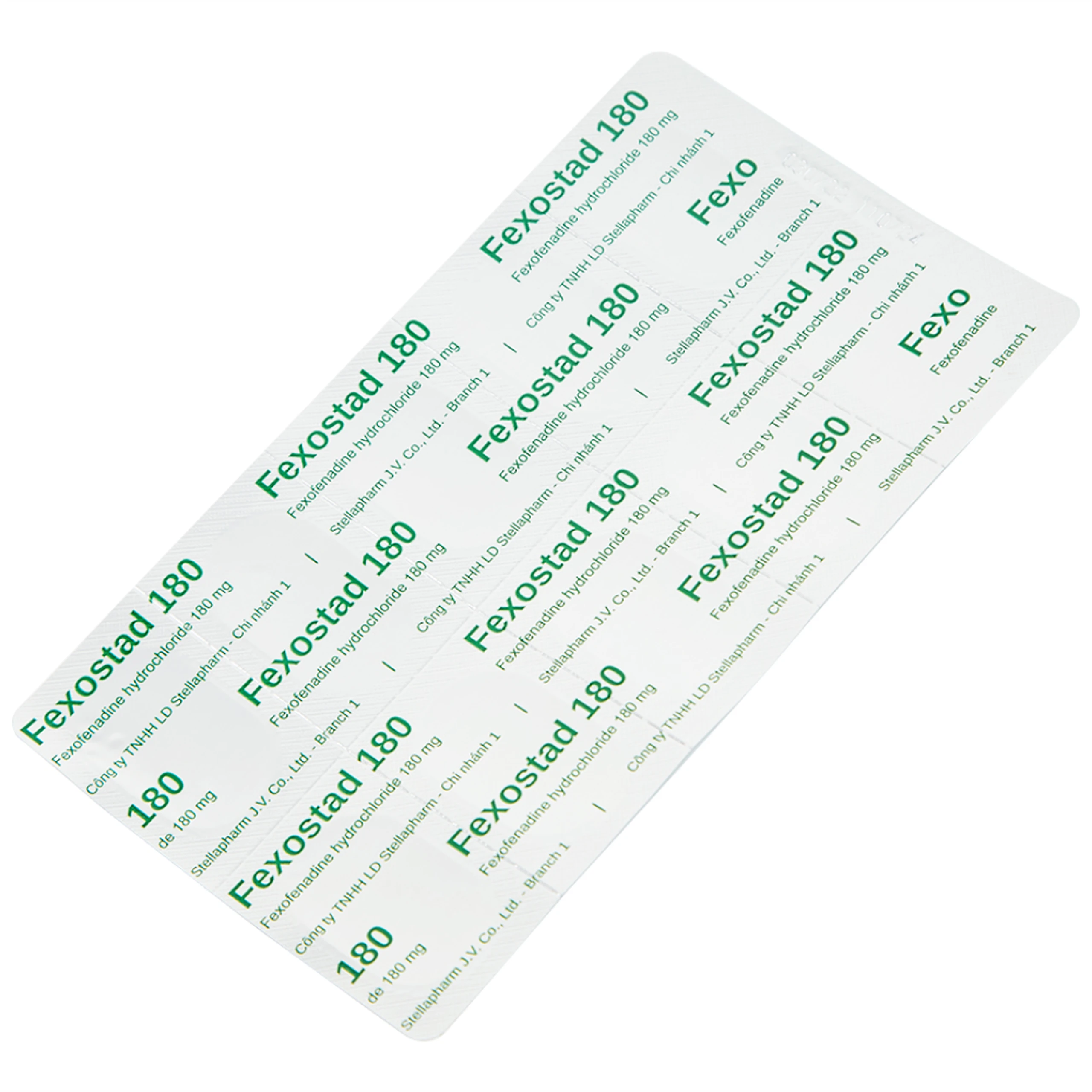 Thuốc Fexostad 180 Stella điều trị viêm mũi dị ứng theo mùa, mày đay vô căn mạn tính (10 viên)
