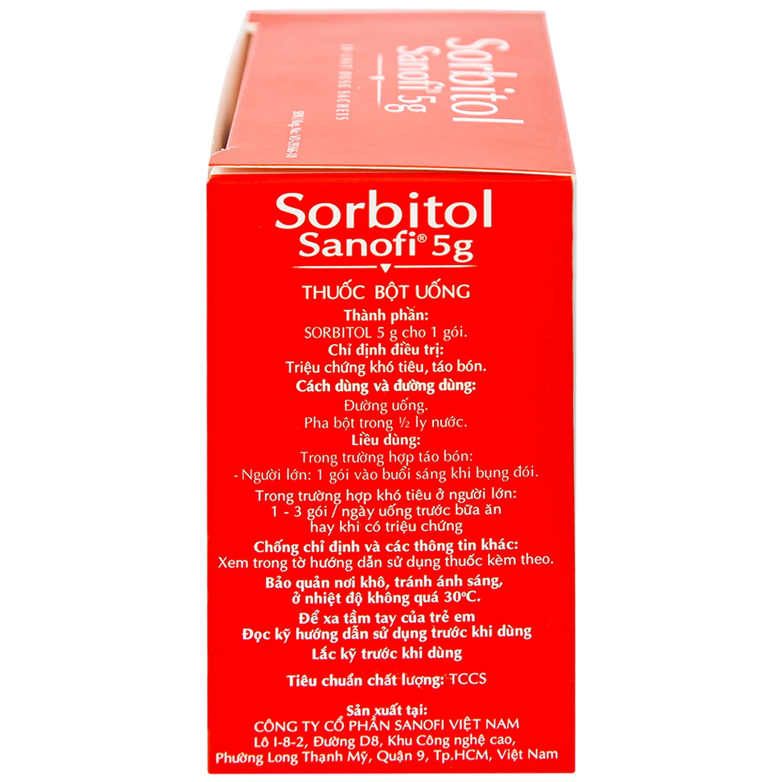 Thuốc bột Sorbitol Sanofi 5g điều trị triệu chứng táo bón, khó tiêu (20 gói x 5g)