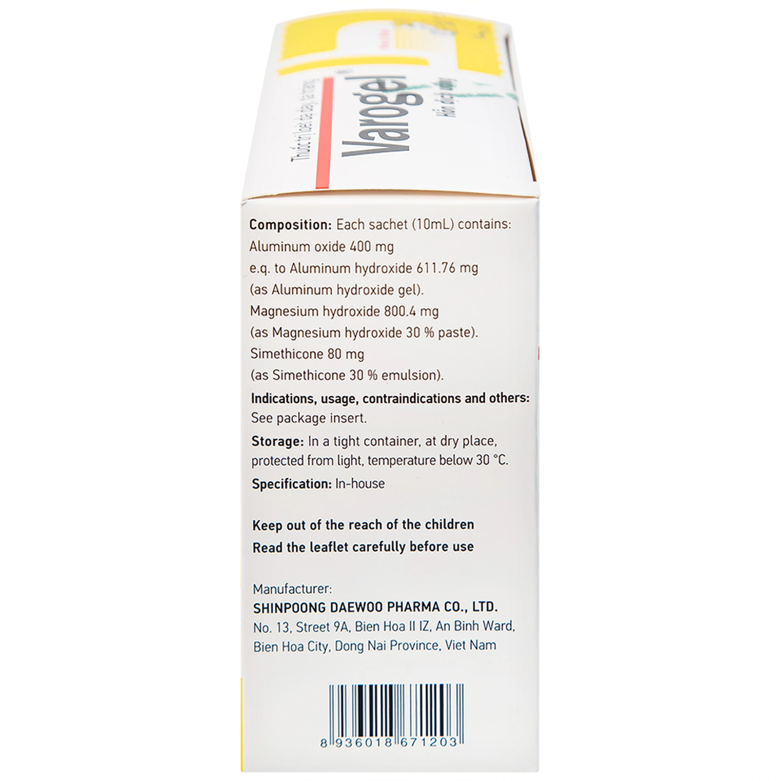 Hỗn dịch uống Varogel Shinpoong Deawoo điều trị viêm loét dạ dày, tá tràng (20 gói x 10ml)