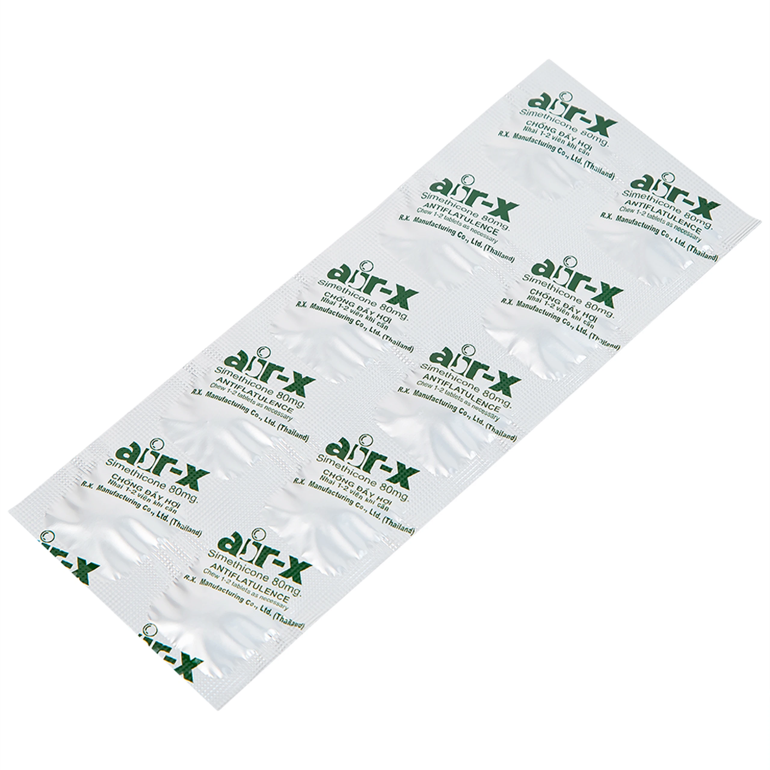 Viên nhai Air-X hương bạc hà chống đầy hơi và chướng bụng (10 vỉ x 10 viên)