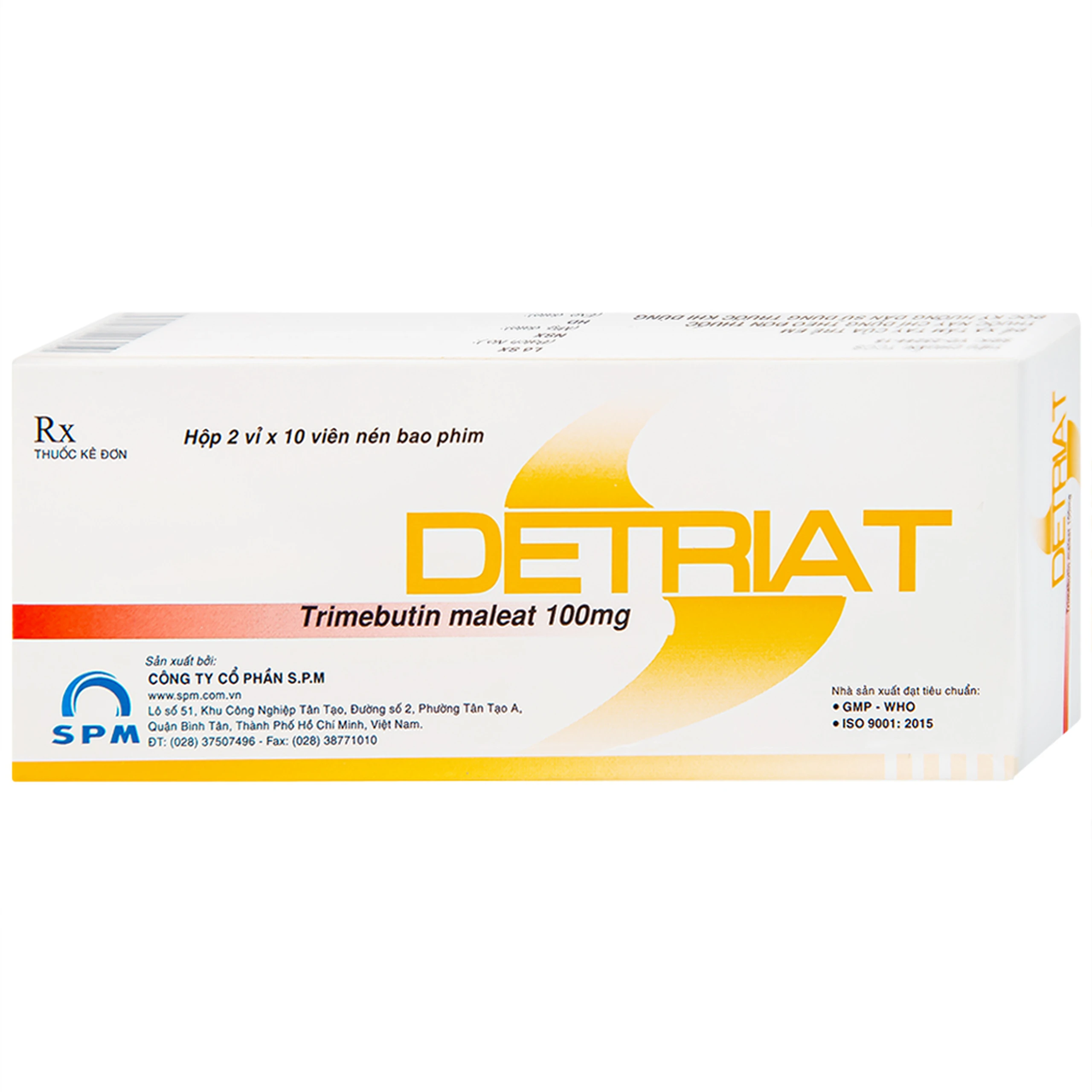 Thuốc Detriat điều trị triệu chứng đau, rối loạn chuyển vận ruột, khó chịu đường ruột (2 vỉ x 10 viên)