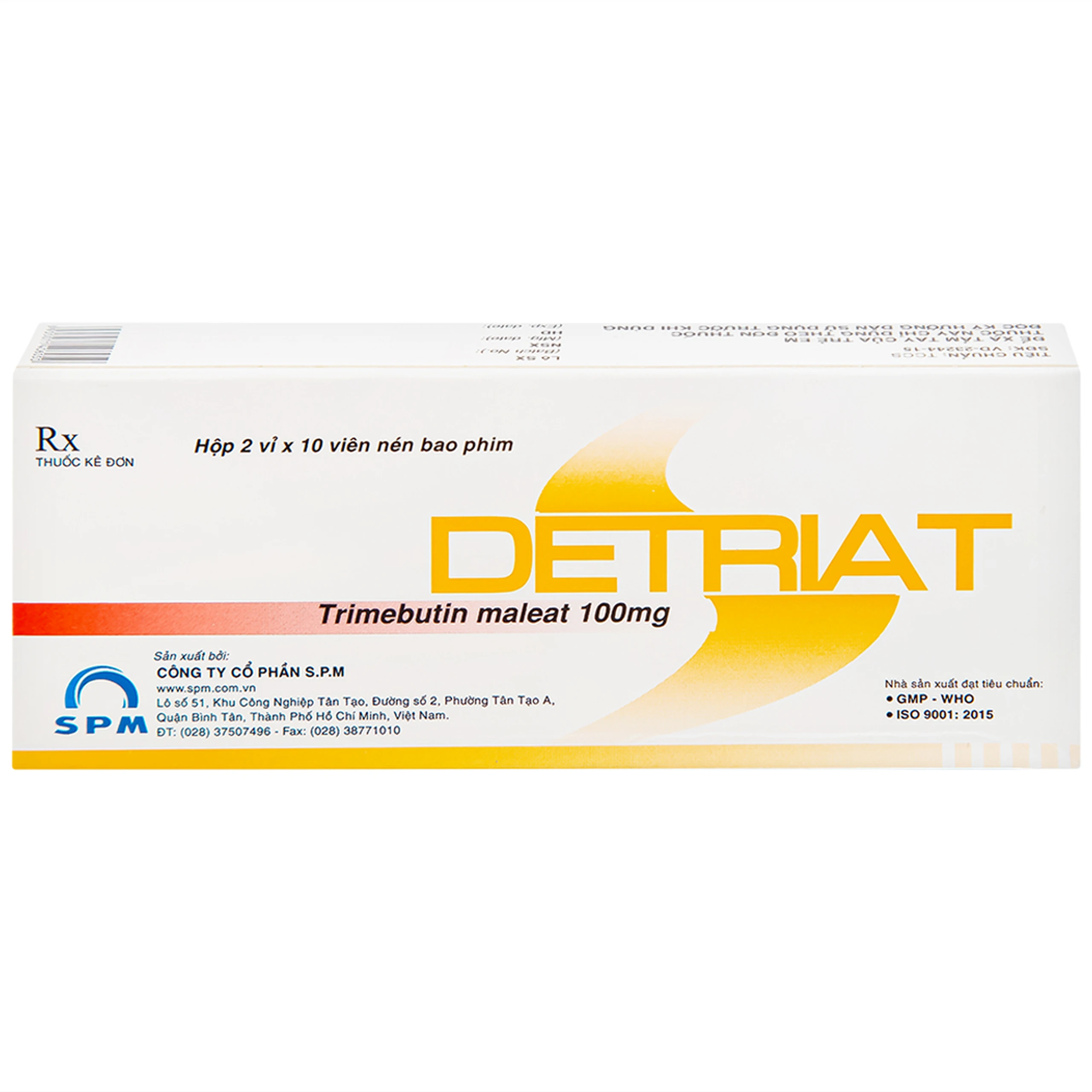 Thuốc Detriat điều trị triệu chứng đau, rối loạn chuyển vận ruột, khó chịu đường ruột (2 vỉ x 10 viên)