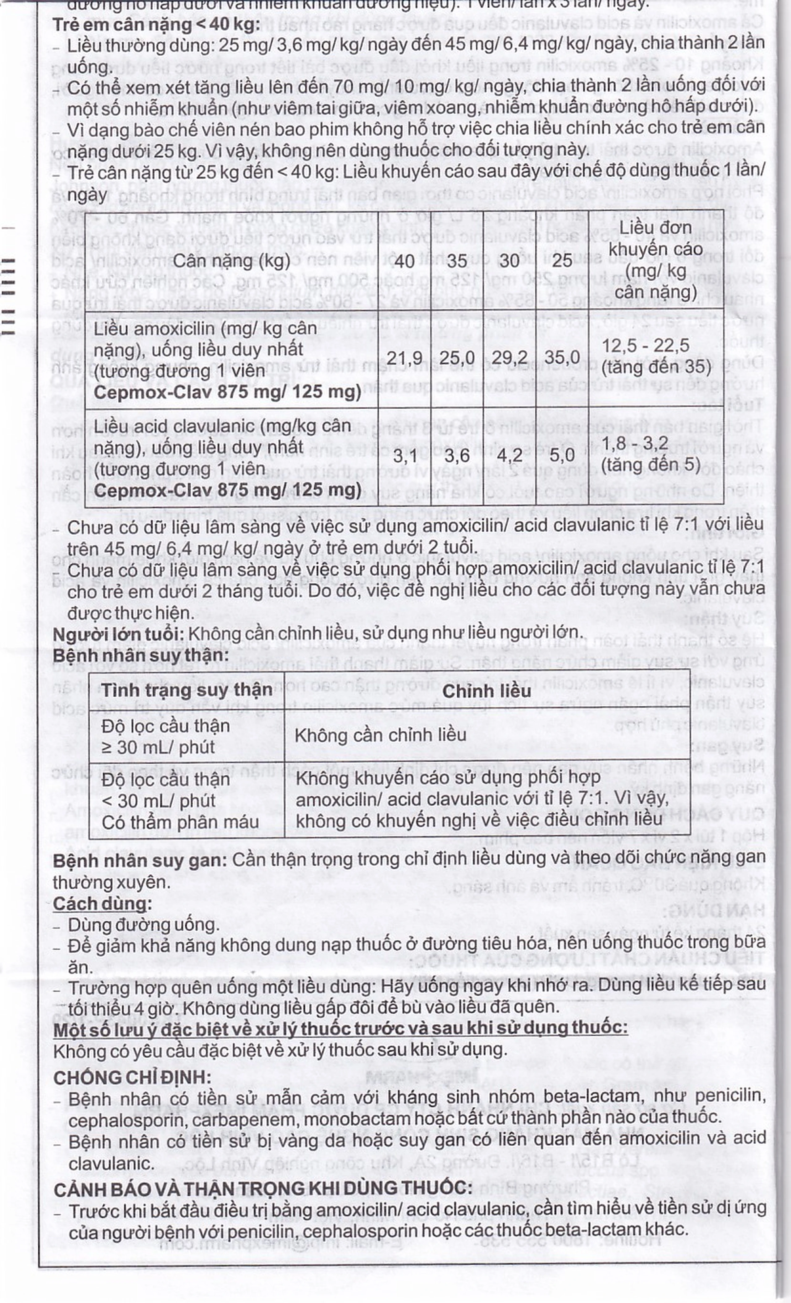 Thuốc Cepmox-Clav 875mg/125mg Imexpharm điều trị viêm xoang cấp tính do vi khuẩn, viêm tai giữa cấp tính (2 vỉ x 7 viên)