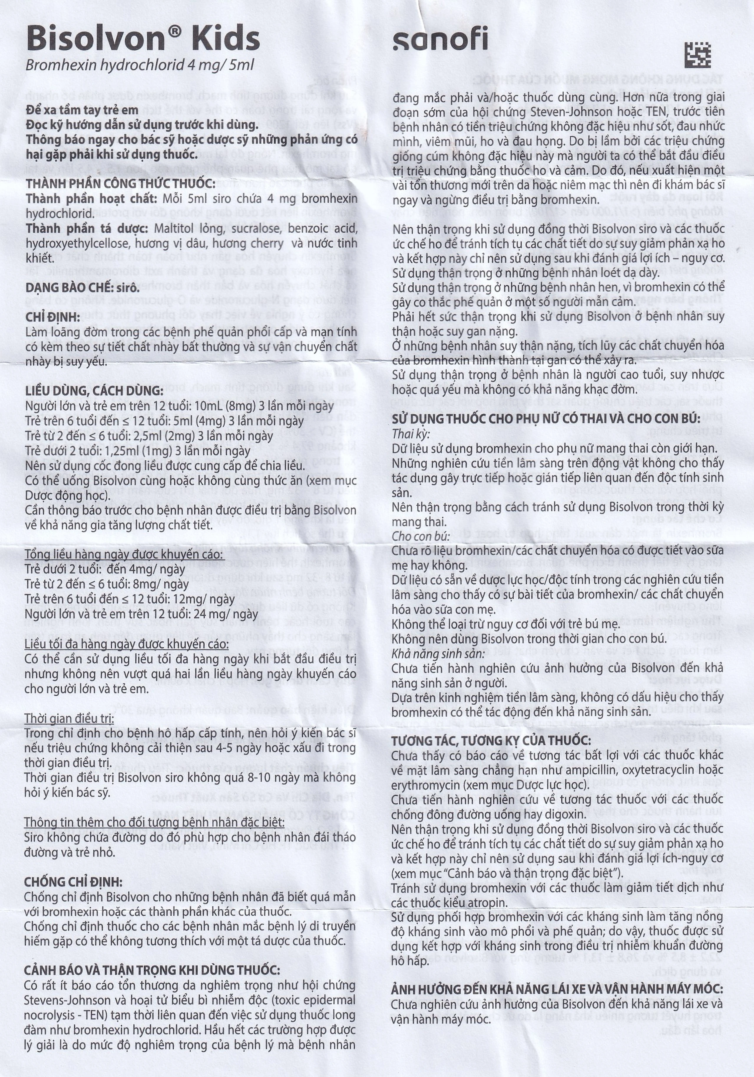 Siro Bisolvon Kids Boehringer làm loãng đờm trong các bệnh phế quản phổi cấp và mạn tính (60ml)