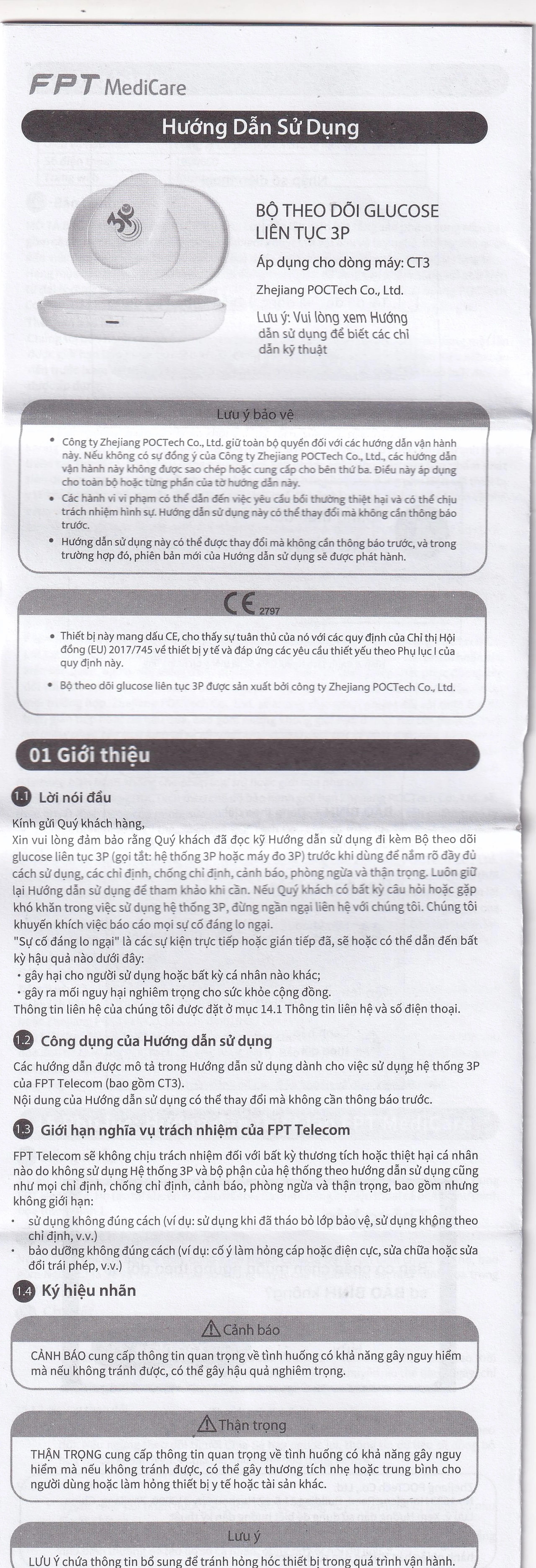 Bộ cảm biến đường huyết liên tục 3P dùng cho người bị tiểu đường (theo dõi liên tục 14 ngày)