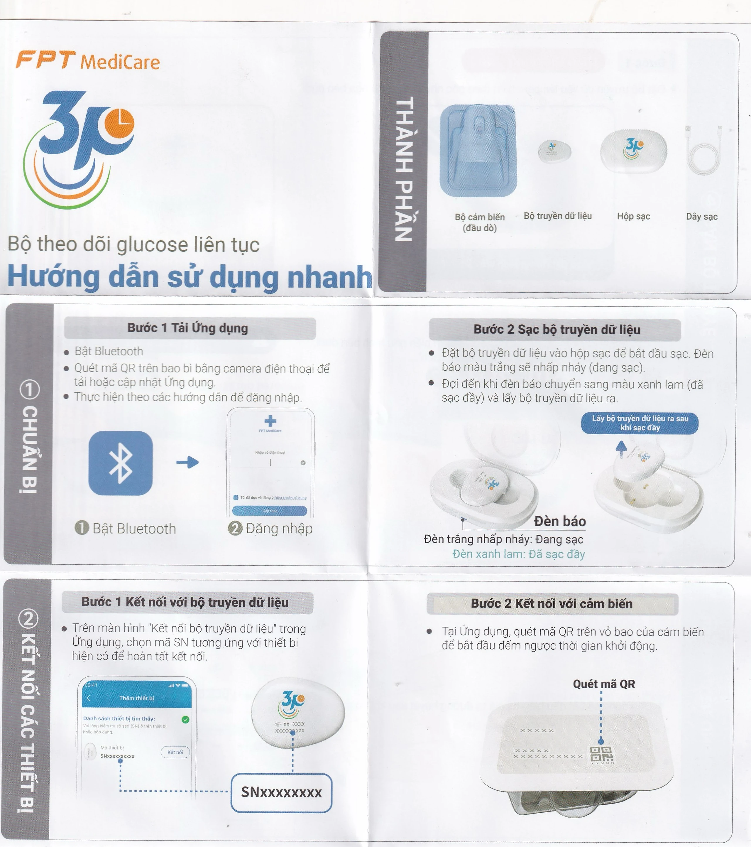 Bộ truyền dữ liệu máy đo đường huyết liên tục 3P dùng cho người bị tiểu đường