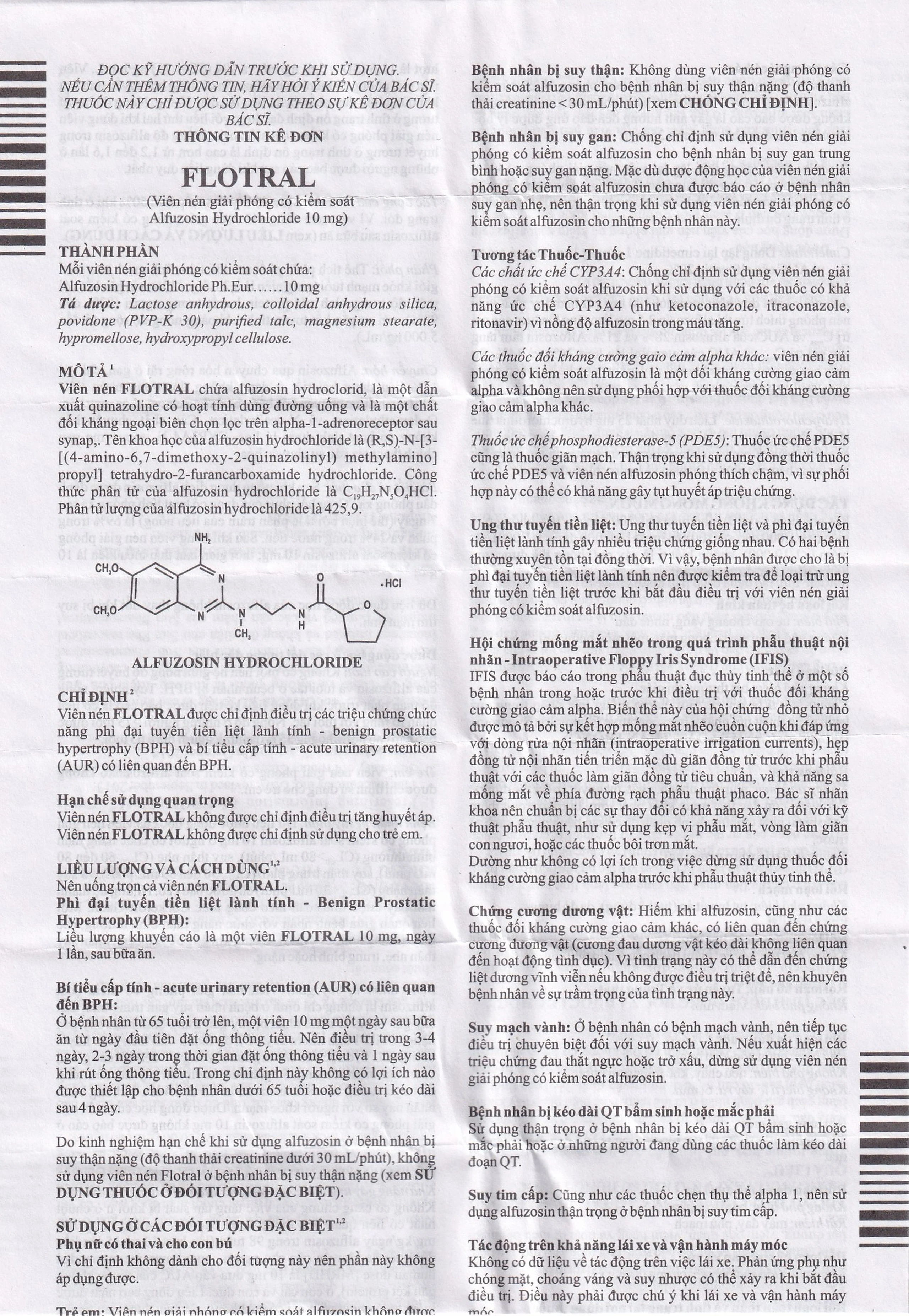 Thuốc Flotral Sun Pharma 10MG điều trị các dấu hiệu và triệu chứng của tăng sản lành tính tuyến tiền liệt (Bph) (1 Vỉ X 10 Viên)