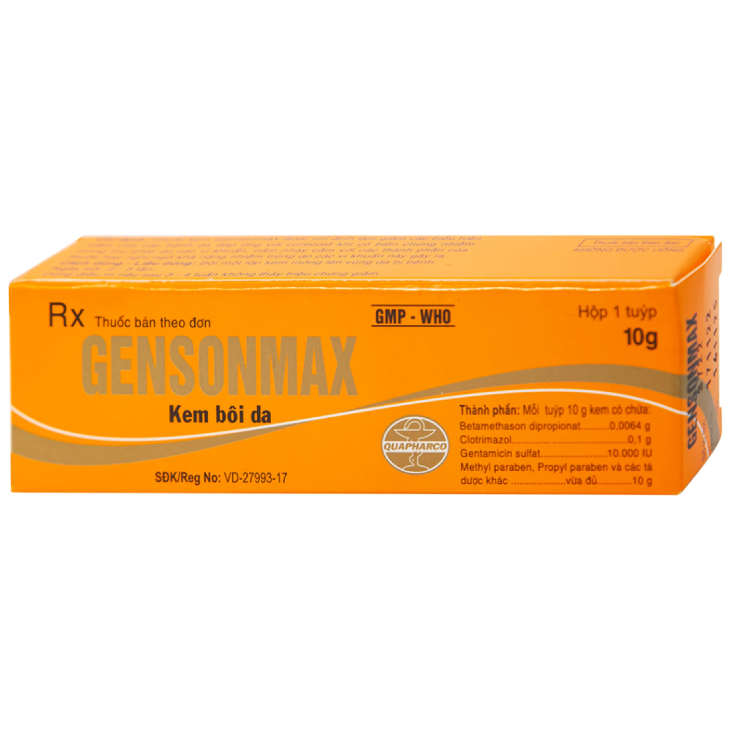 Kem bôi da Gensonmax Quapharco giảm biểu hiện viêm của các bệnh về da (10g)
