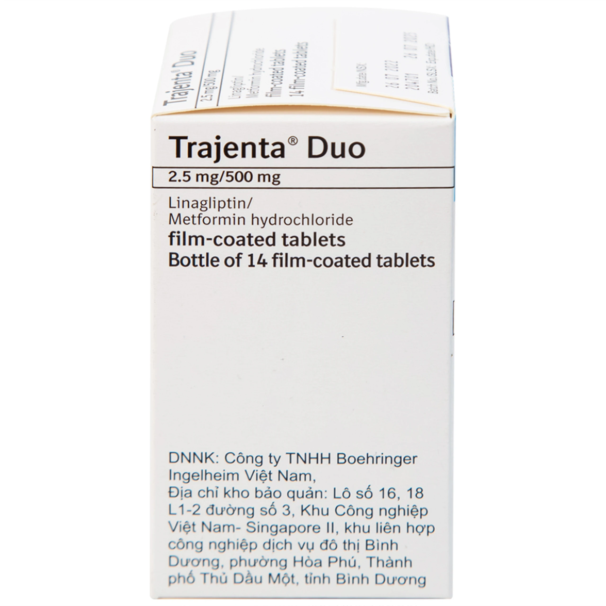 Thuốc Trajenta Duo 2.5mg/500mg Boehringer điều trị đái tháo đường típ 2 (14 viên)