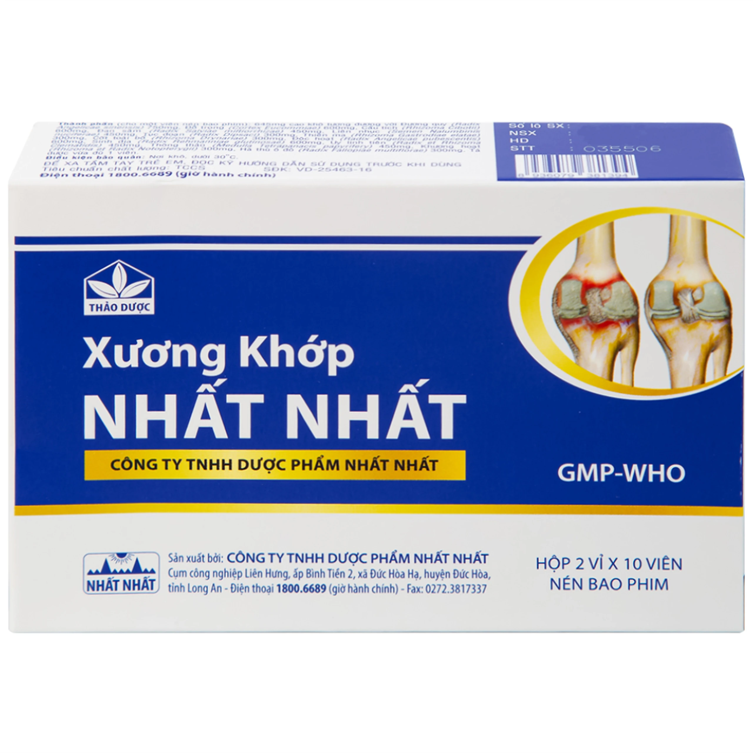 Thuốc Xương Khớp Nhất Nhất điều trị các chứng đau lưng, đau cột sống (2 vỉ x 10 viên) 