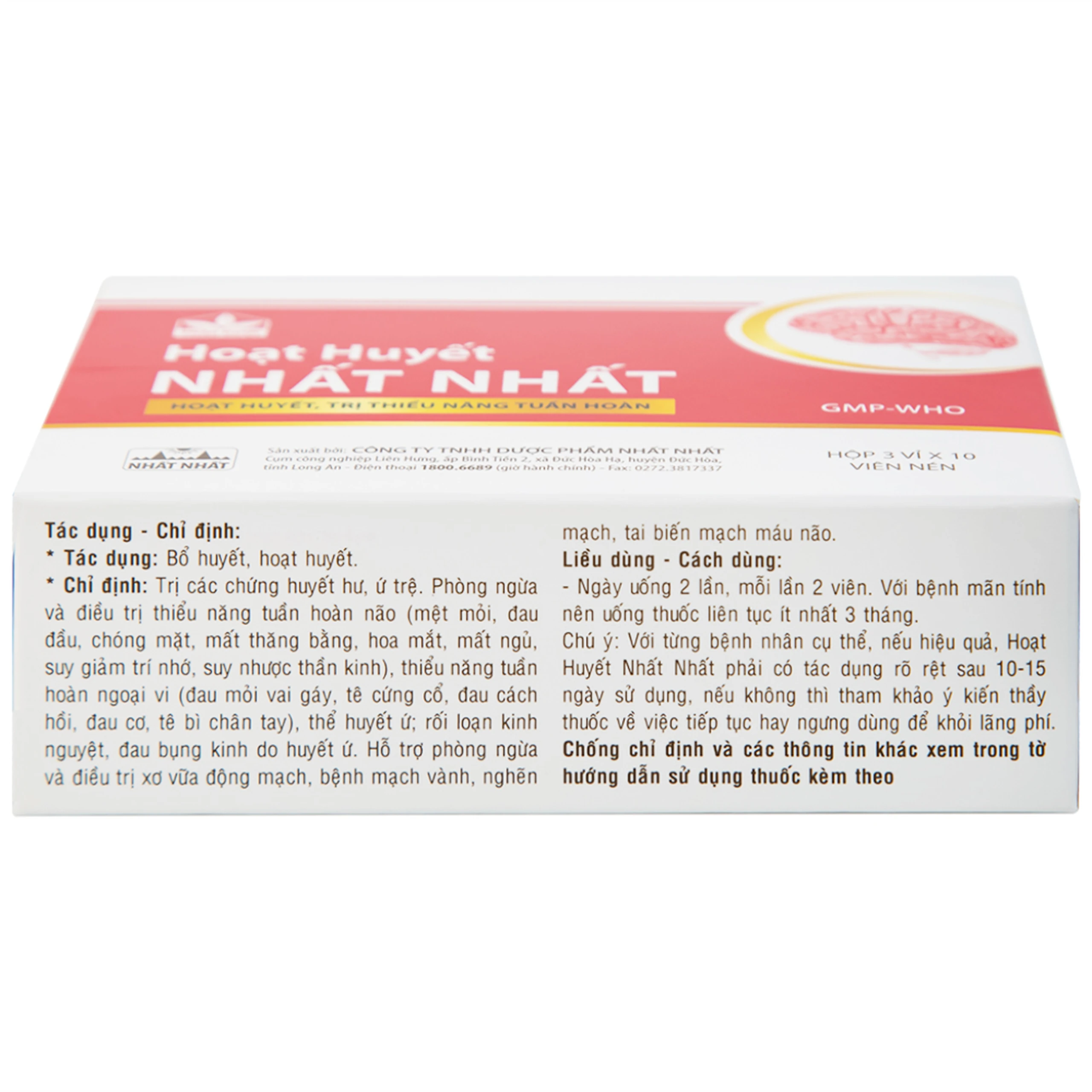 Thuốc Hoạt Huyết Nhất Nhất giúp hoạt huyết, trị thiếu năng tuần hoàn (3 vỉ x 10 viên)