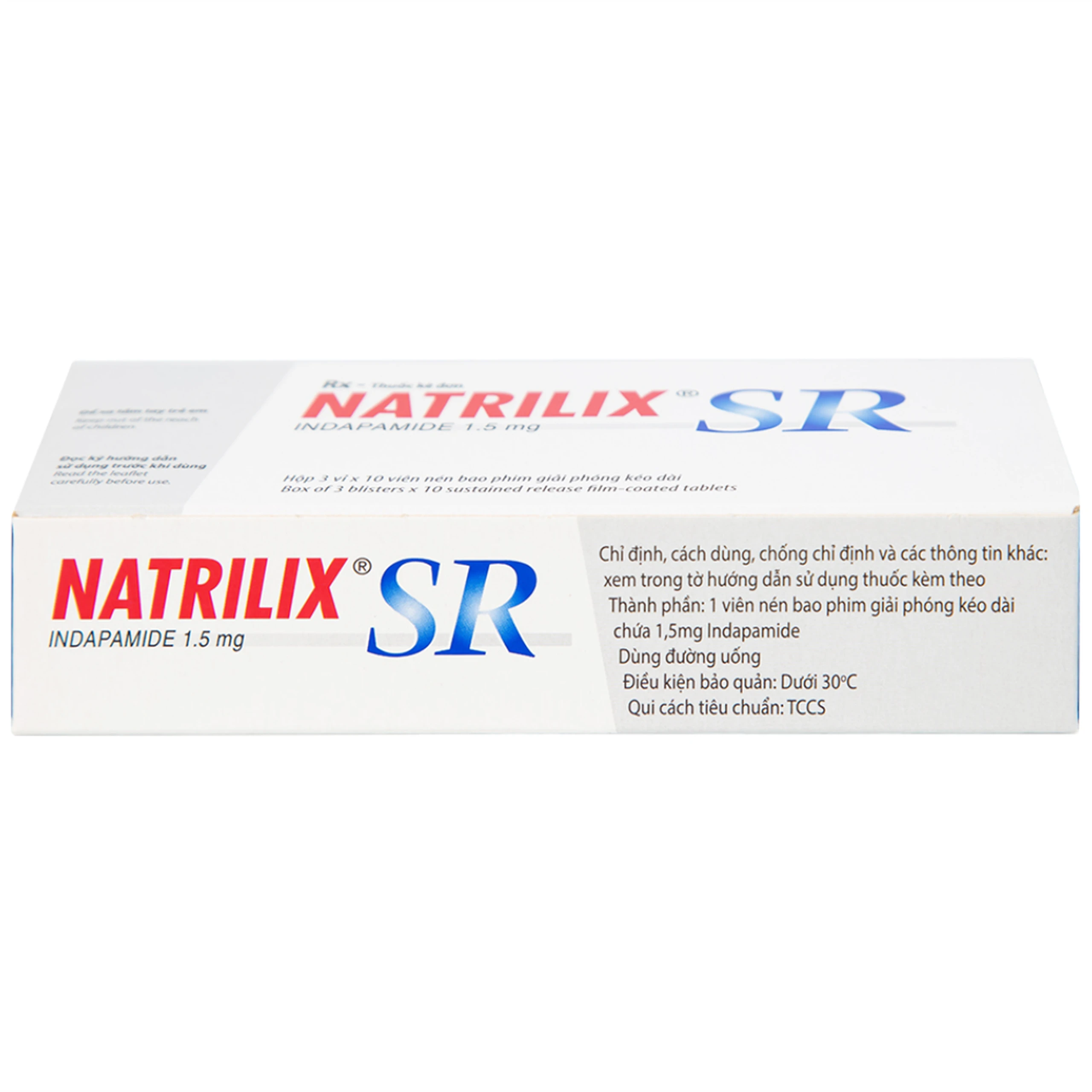 Viên nén Natrilix SR Servier điều trị tăng huyết áp nguyên phát (3 vỉ x 10 viên)