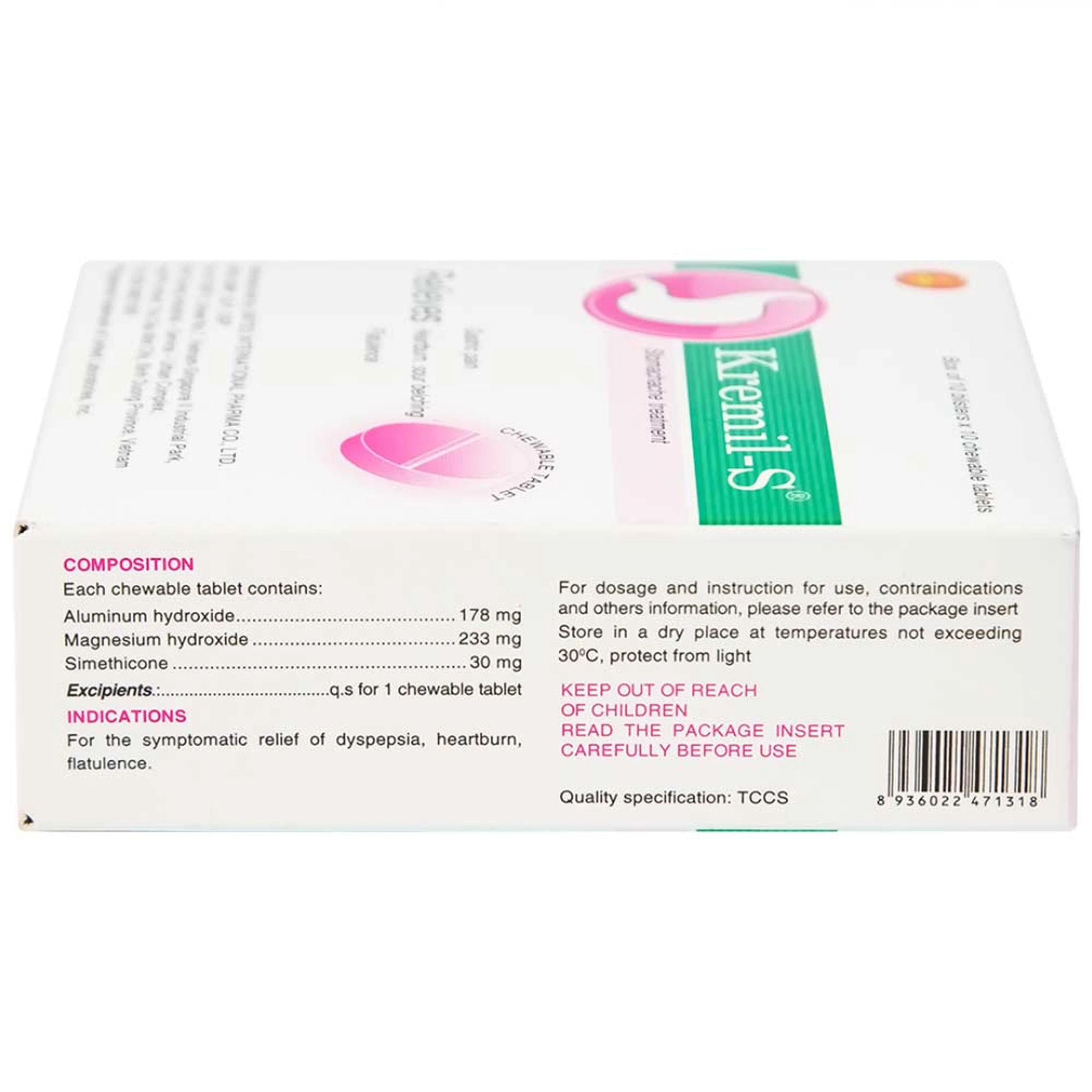 Viên nhai Kremil-S United điều trị đau dạ dày, giảm nóng rát dạ dày, ợ nóng, ợ chua (10 vỉ x 10 viên)