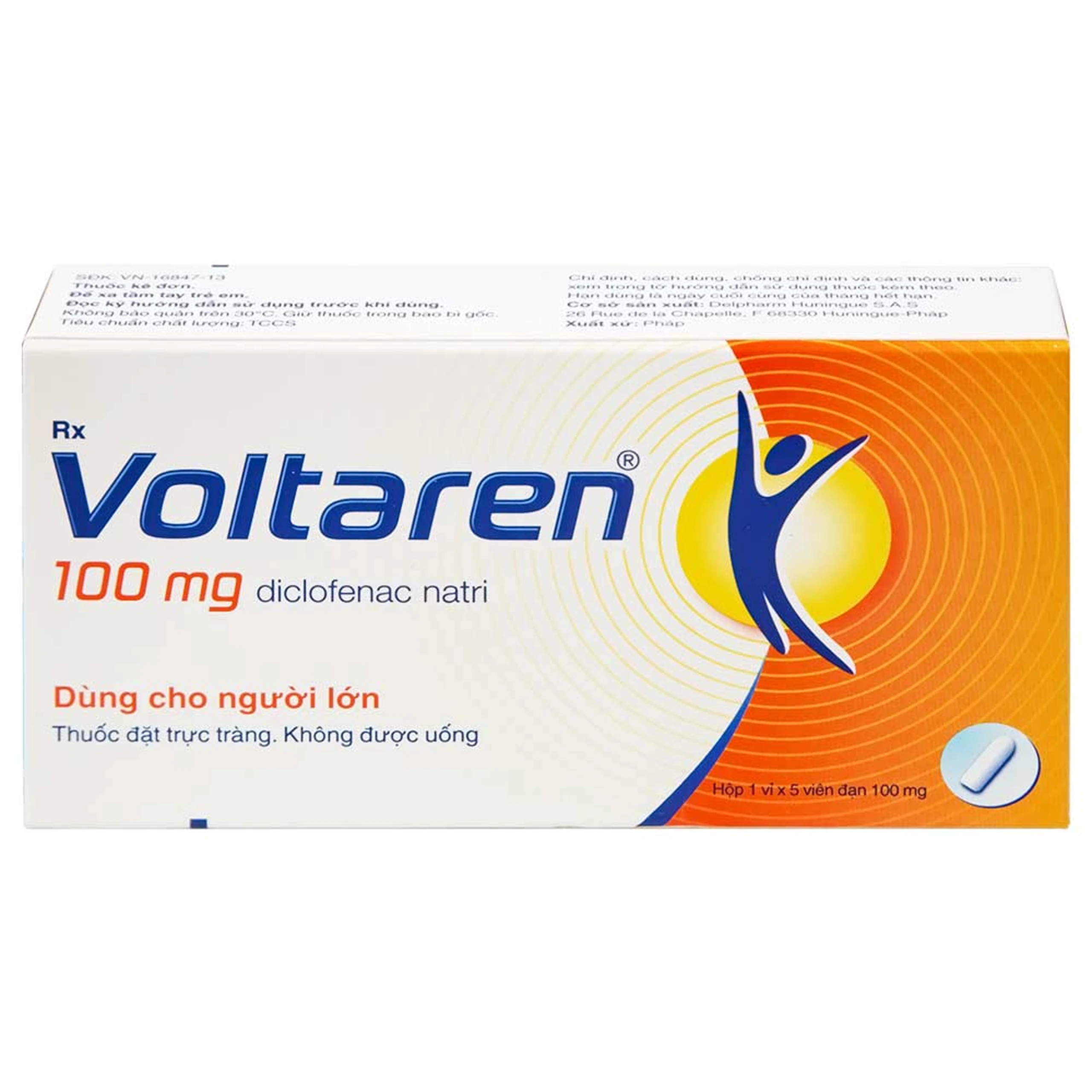 Viên đặt Voltaren 100mg Novartis điều trị viêm và thoái hóa của bệnh thấp khớp (1 vỉ x 5 viên)
