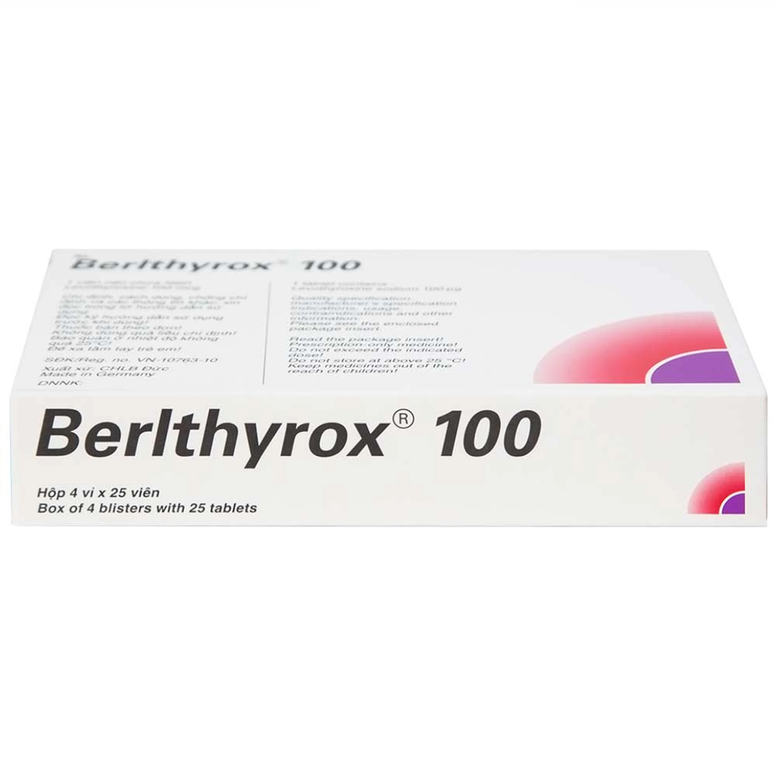 Thuốc Berlthyrox 100 Menarini điều trị thiểu năng tuyến giáp (4 vỉ x 25 viên)