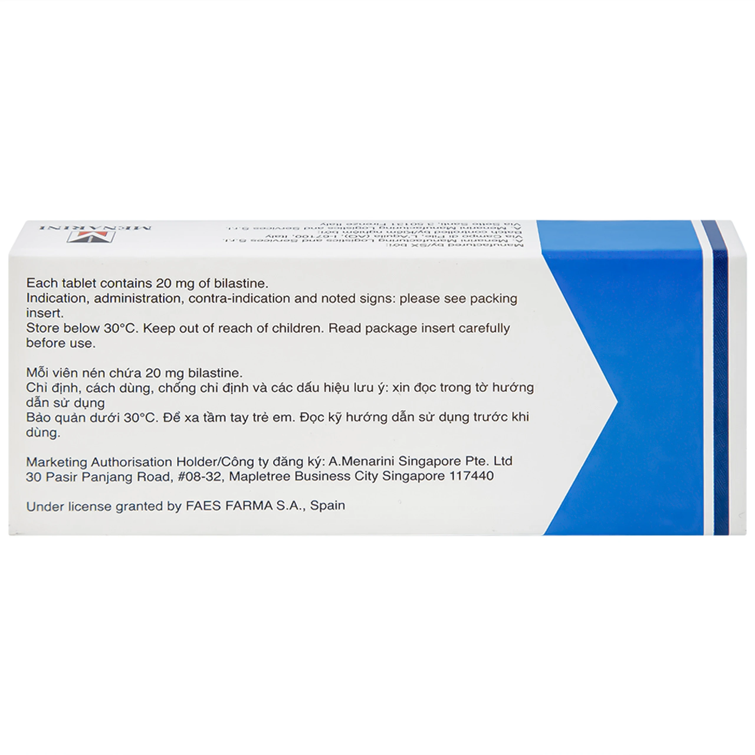 Thuốc Bilaxten 20mg Menarini điều trị viêm mũi dị ứng, mày đay (1 vỉ x 10 viên)
