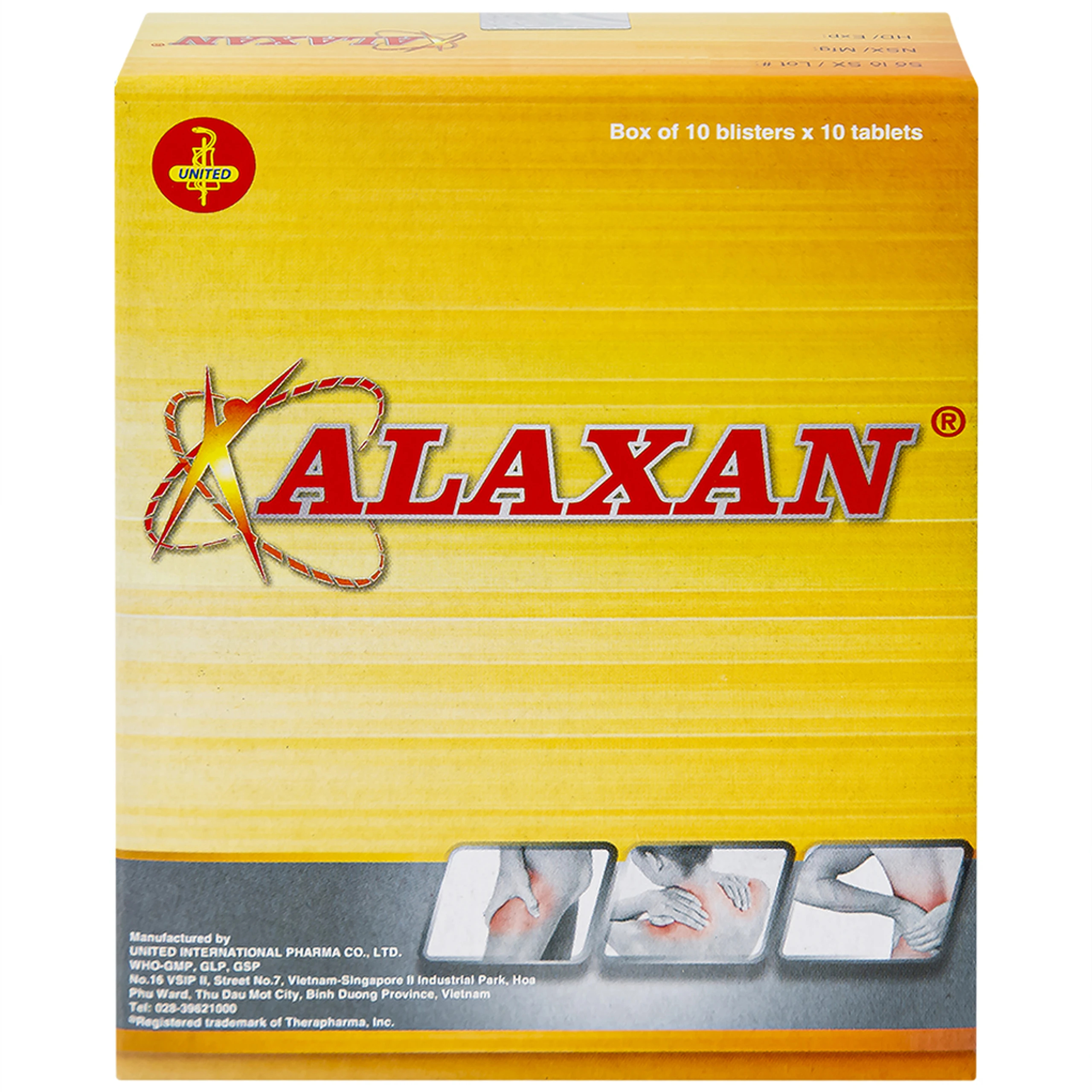 Thuốc Alaxan United giảm các cơn đau cơ xương, nhức đầu, đau bụng kinh, nhức răng (10 vỉ x 10 viên)