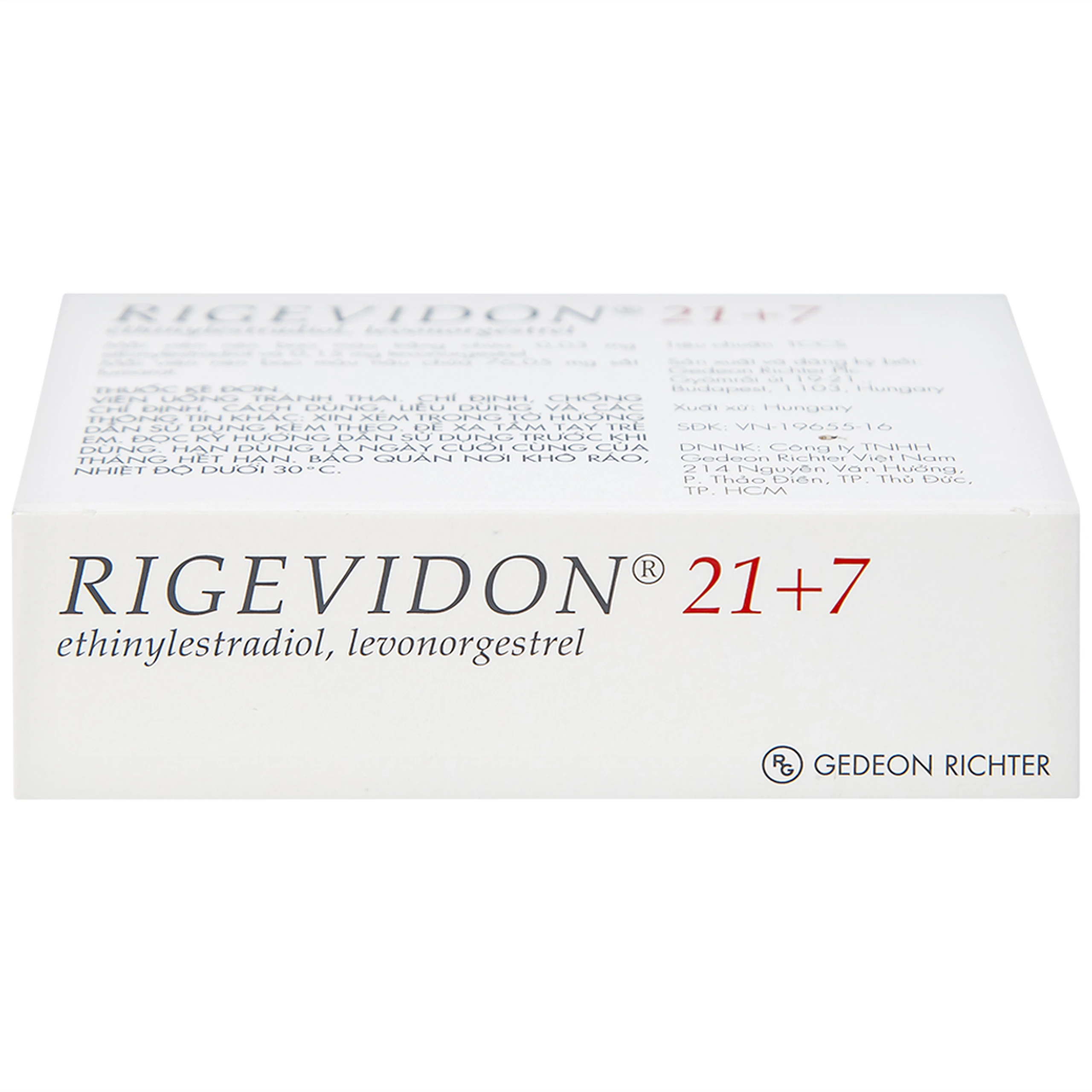Thuốc Rigevidon 21+7 Gedeon dùng cho tránh thai (3 vỉ x 28 viên) 