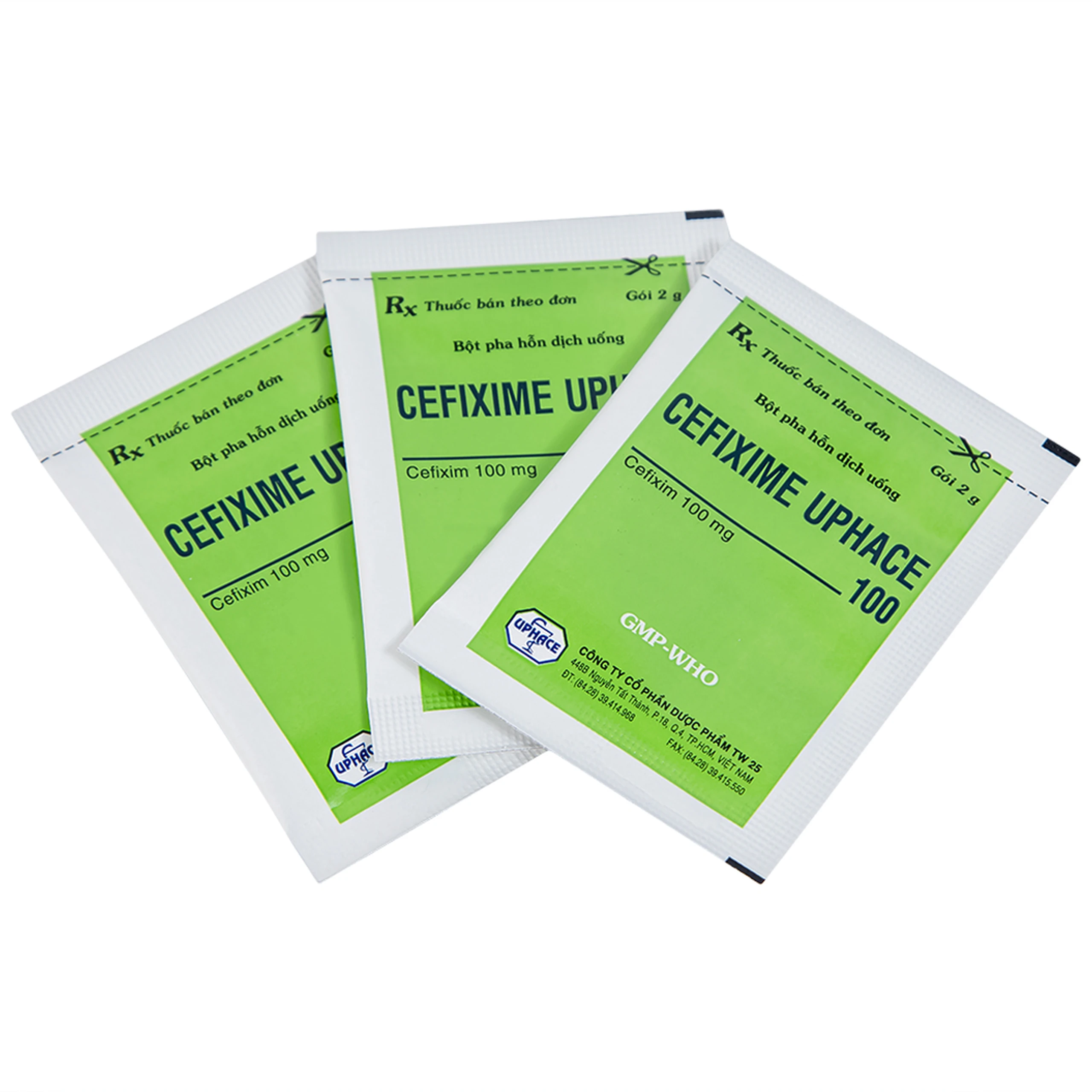 Bột pha hỗn dịch uống Cefixime Uphace 100mg điều trị nhiễm khuẩn (10 gói x 2g)