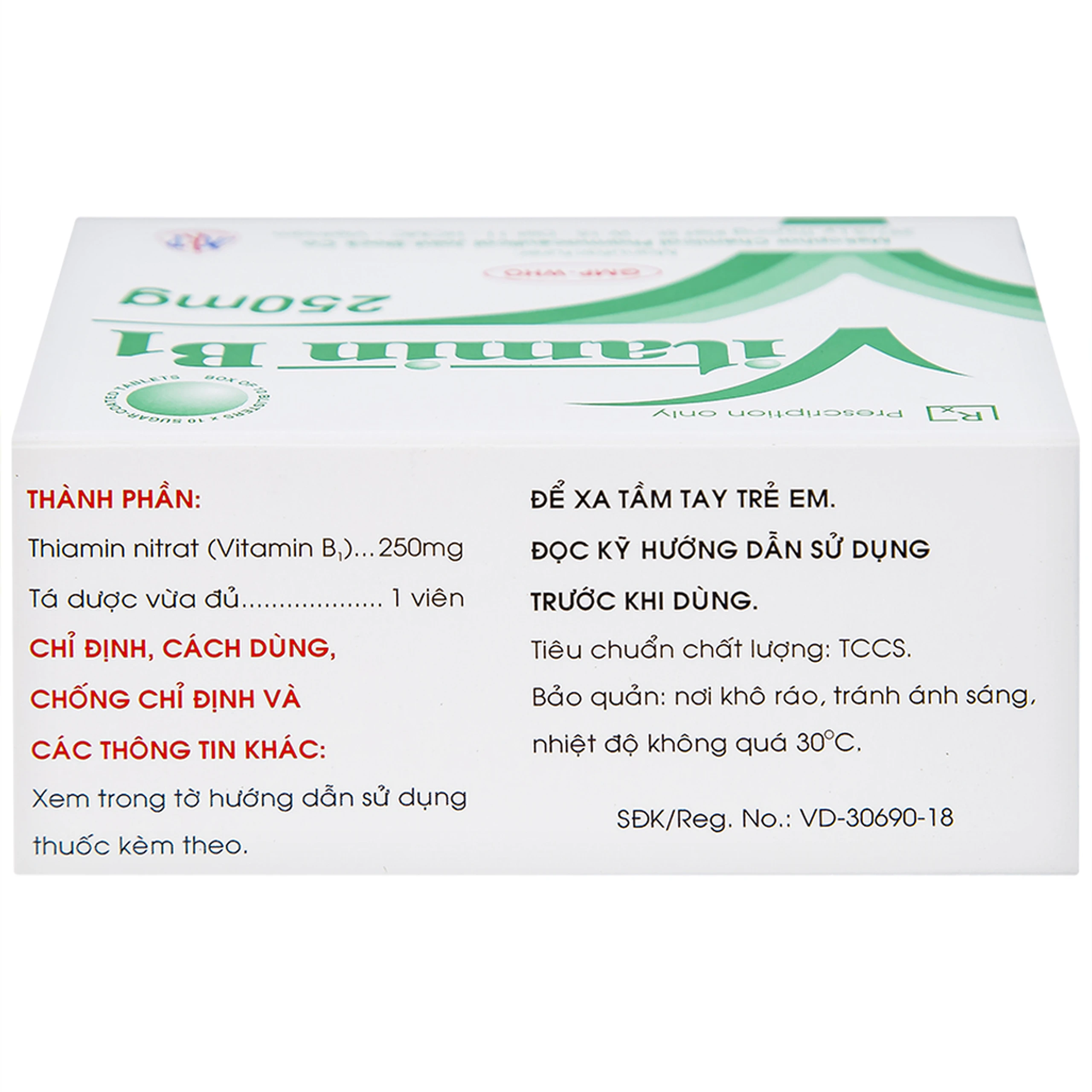 Thuốc Vitamin B1 250mg Mekophar điều trị tình trạng thiếu Vitamin B (10 vỉ x 10 viên)