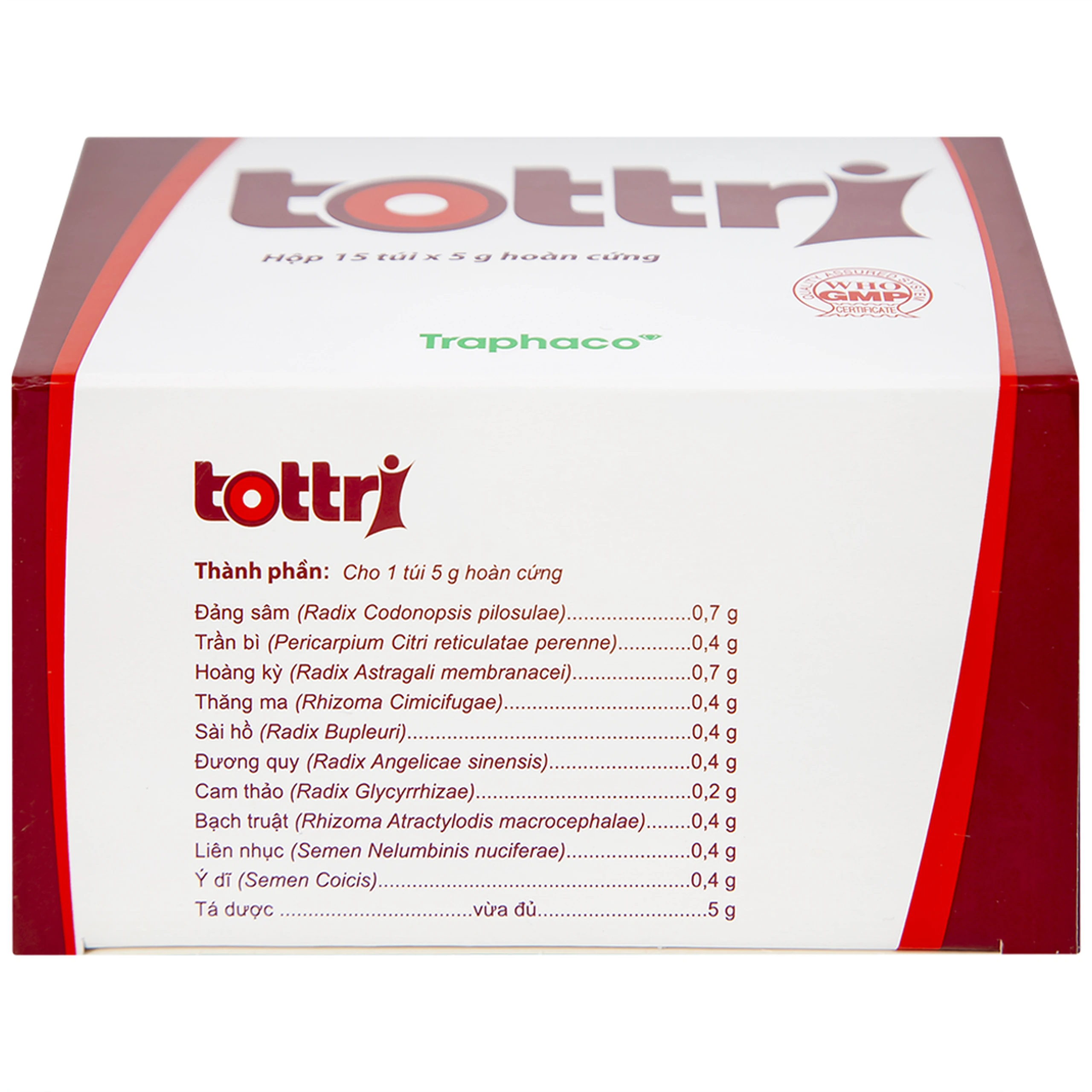 Thuốc Tottri Traphaco điều trị chảy máu khi đại tiện, đau rát (15 túi x 5g)