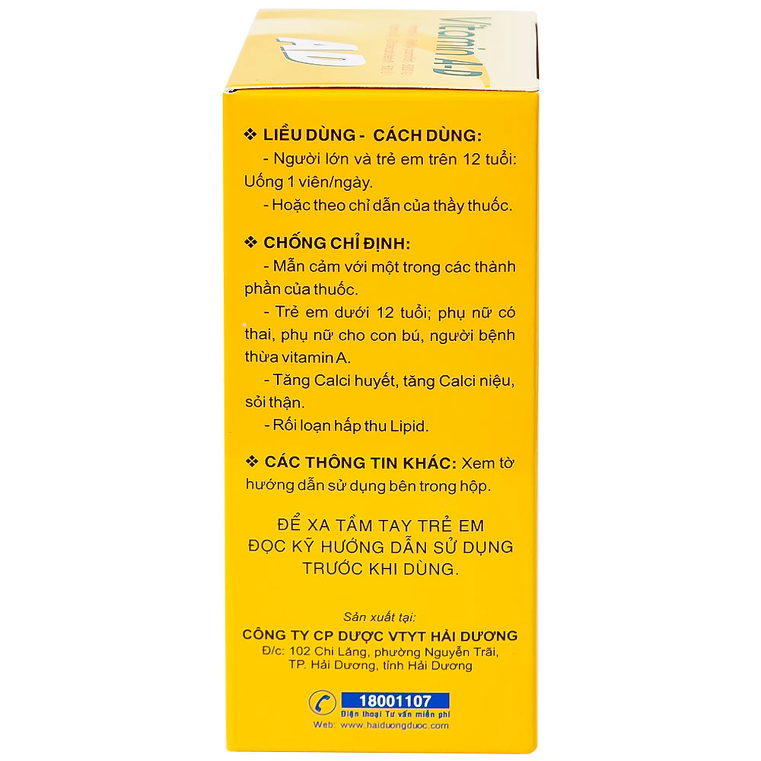 Thuốc Vitamin A-D HDpharma điều trị tình trạng thiếu Vitamin A và D (5 vỉ x 10 viên)