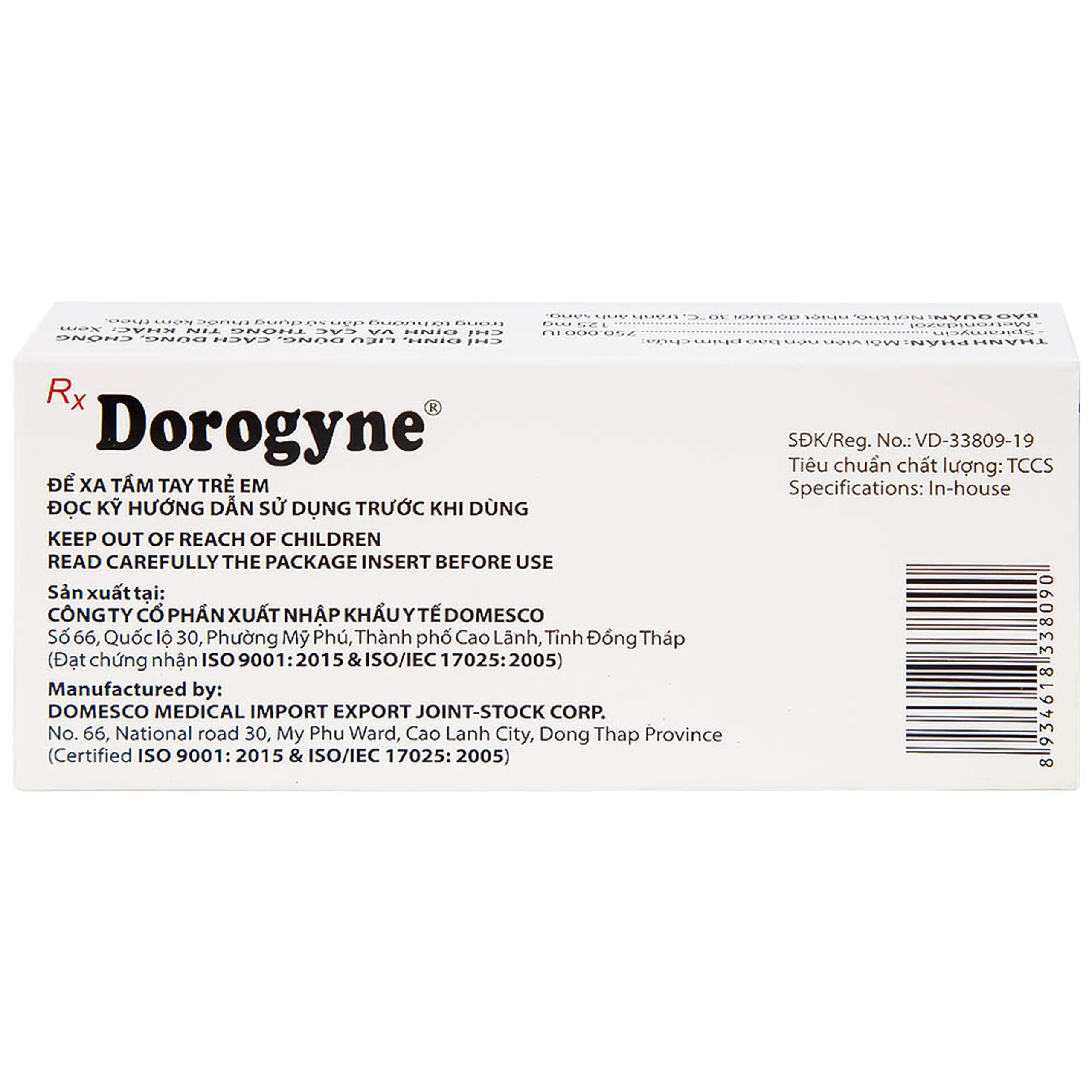 Thuốc Dorogyne Domesco điều trị các bệnh nhiễm khuẩn răng miệng cấp và mạn tính (2 vỉ x 10 viên)