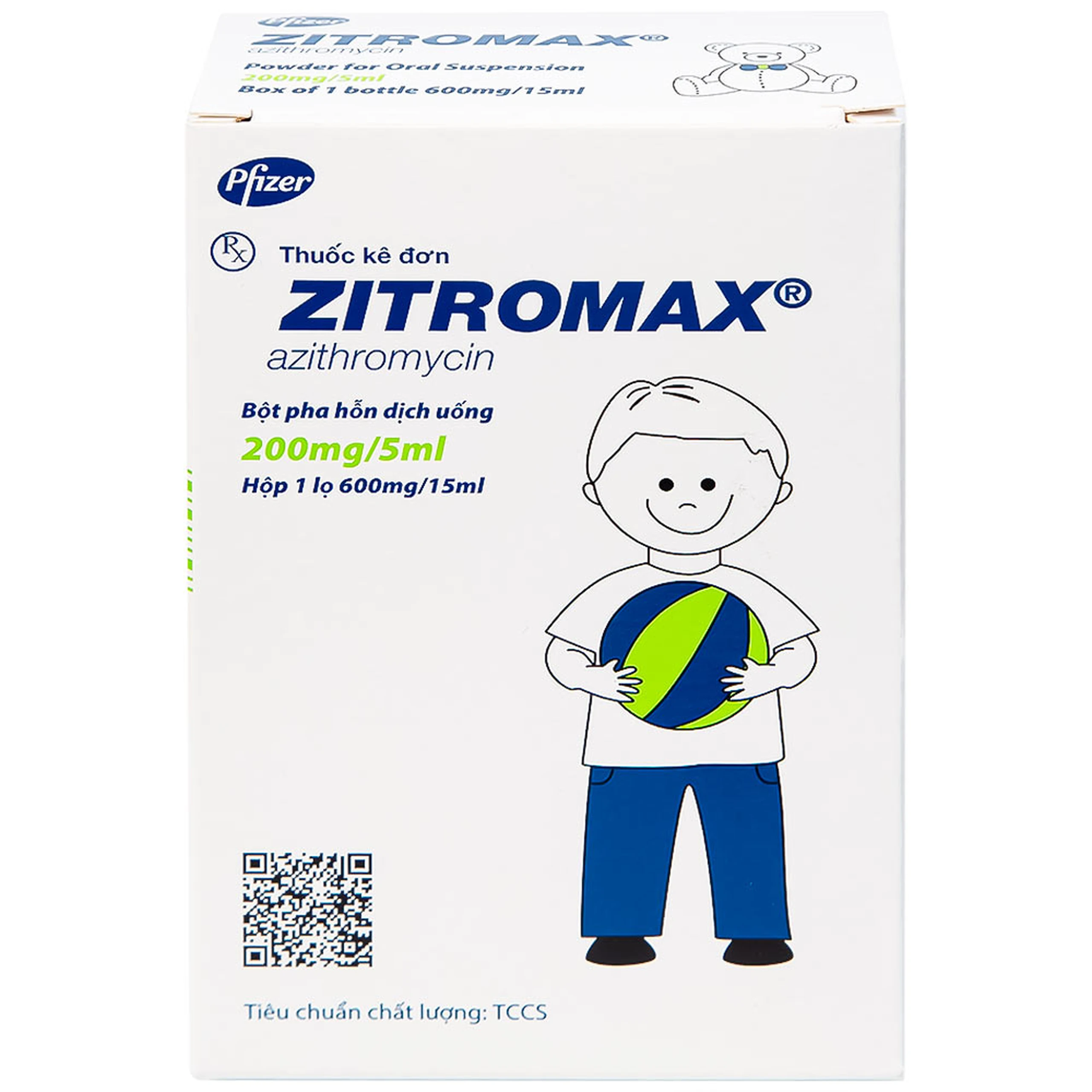 Bột pha hỗn dịch uống Zitromax 200mg/5ml Pfizer điều trị các chứng nhiễm khuẩn (15ml)