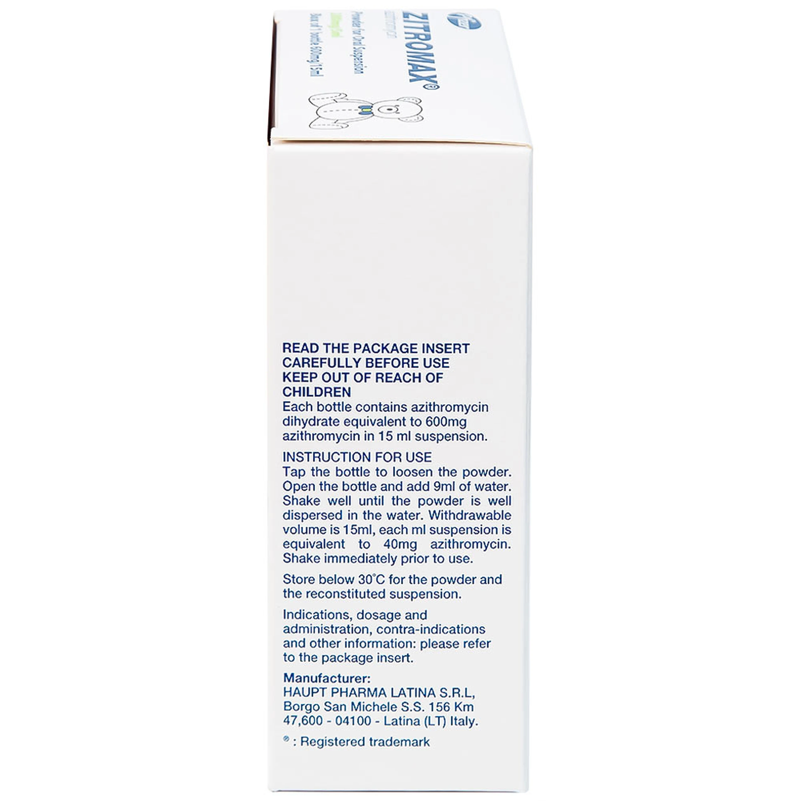 Bột pha hỗn dịch uống Zitromax 200mg/5ml Pfizer điều trị các chứng nhiễm khuẩn (15ml)