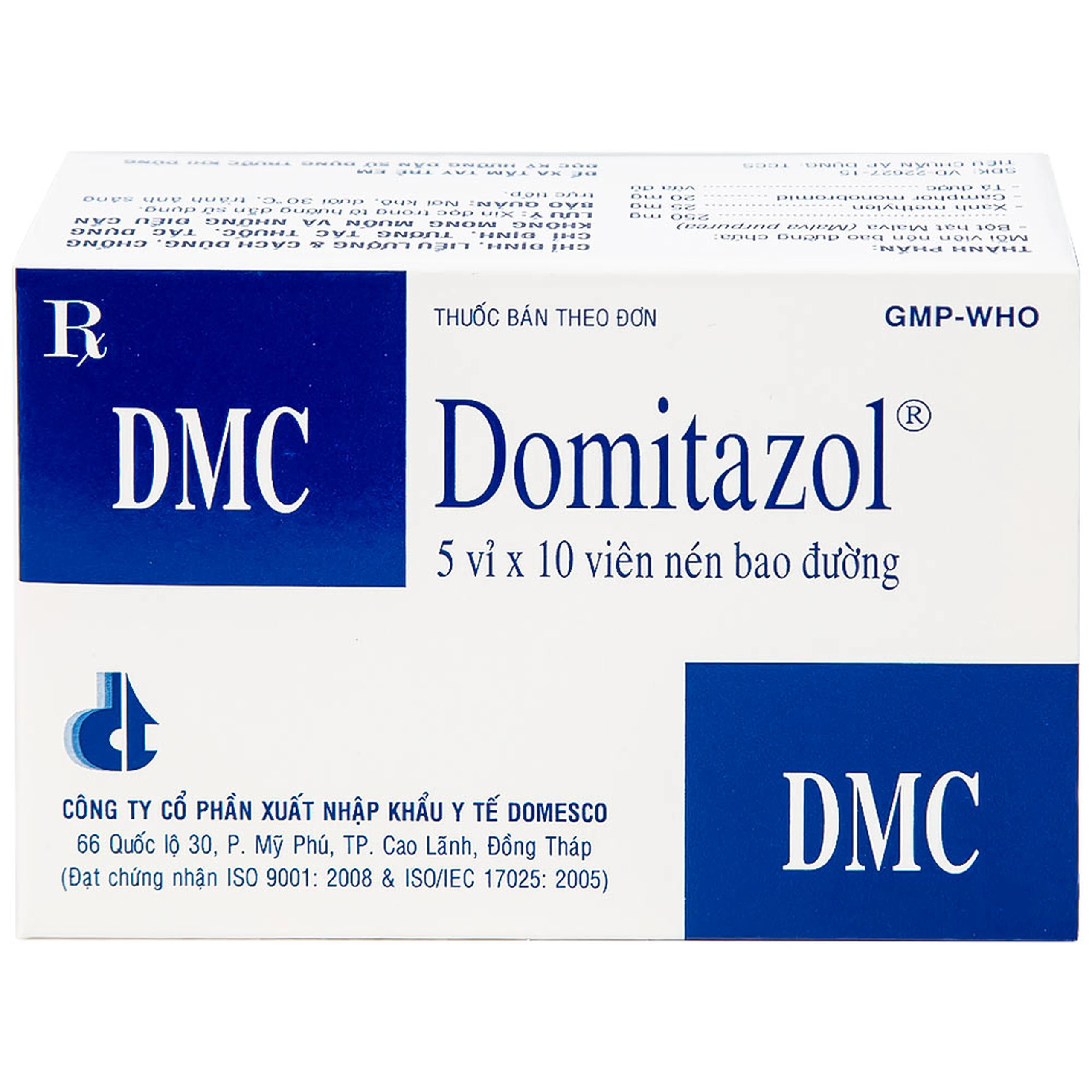 Thuốc Domitazol Domesco điều trị nhiễm trùng đường tiết niệu (5 vỉ x 10 viên)